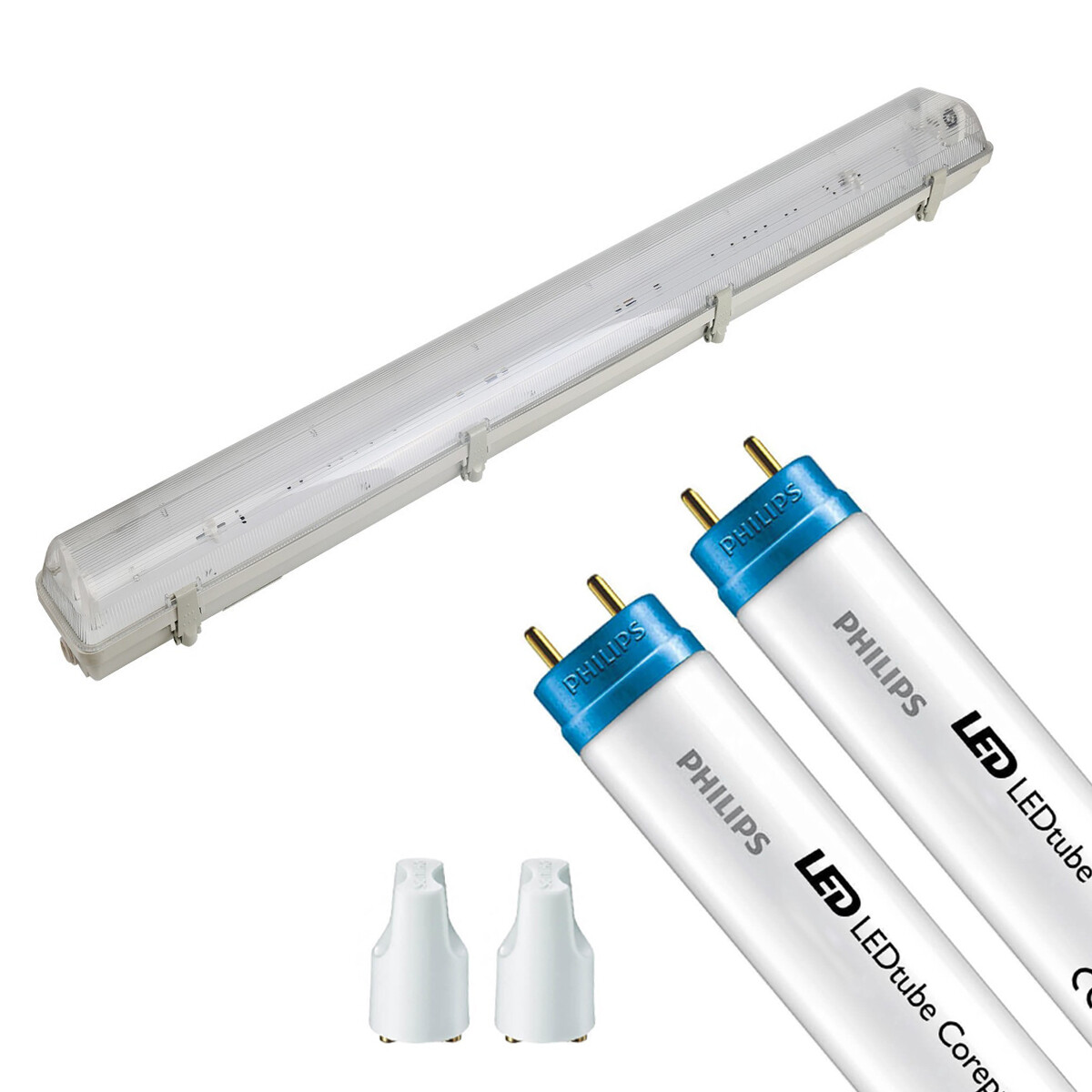 LED TL Armatuur met T8 Buis - Aigi Hari - 120cm Dubbel - Philips - CorePro LEDtube EM 840 - 29W - Natuurlijk Wit 4000K | Vervangt 72W