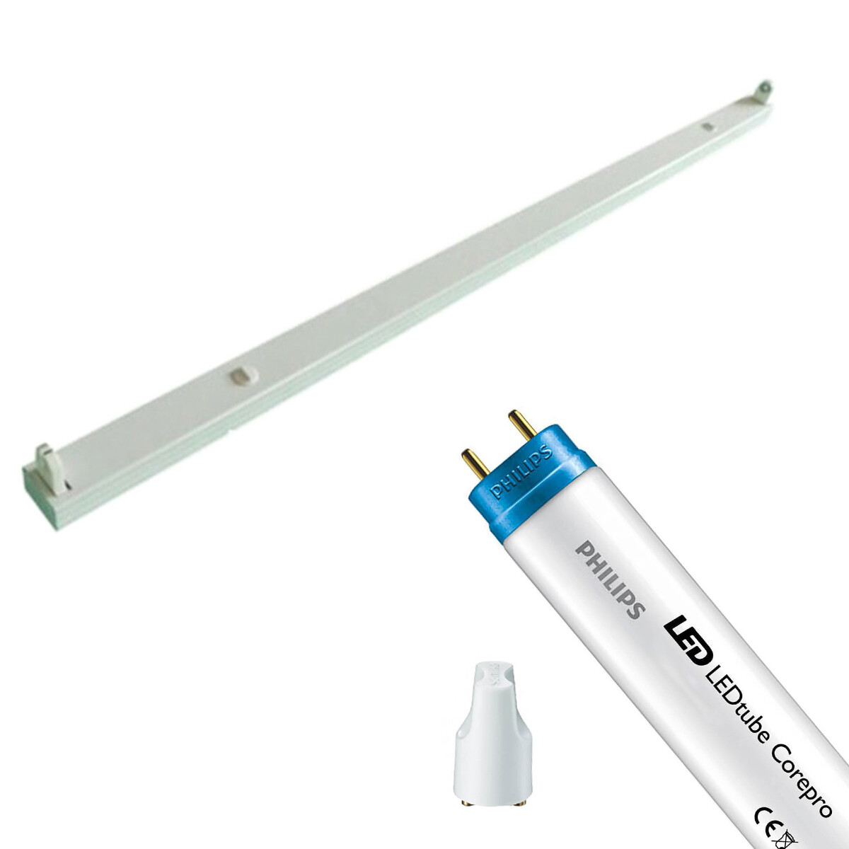 LED TL Armatuur met T8 Buis - Aigi Dybolo - 120cm Enkel - Philips - CorePro LEDtube EM 865 - 14.5W - Helder/Koud Wit 6500K | Vervangt 36W