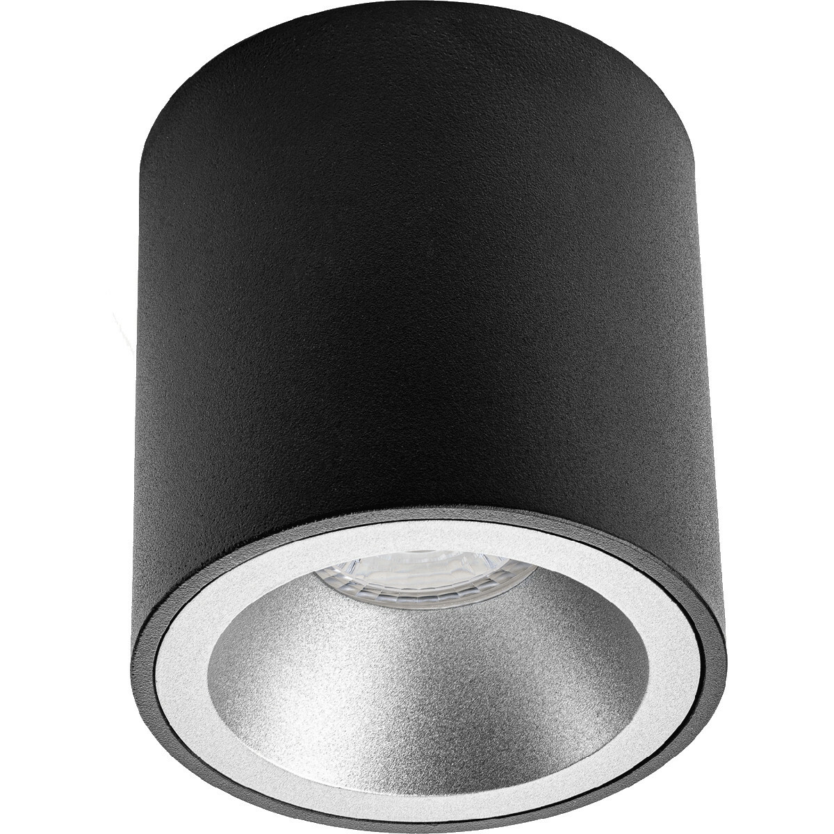 Opbouwspot Set - Pragmi Cliron Pro - GU10 Fitting - Opbouw Rond - Mat Zwart/Zilver - Verdiept - Ø90mm - Philips - CorePro 840 36D - 5W - Natuurlijk Wit 4000K - Dimbaar