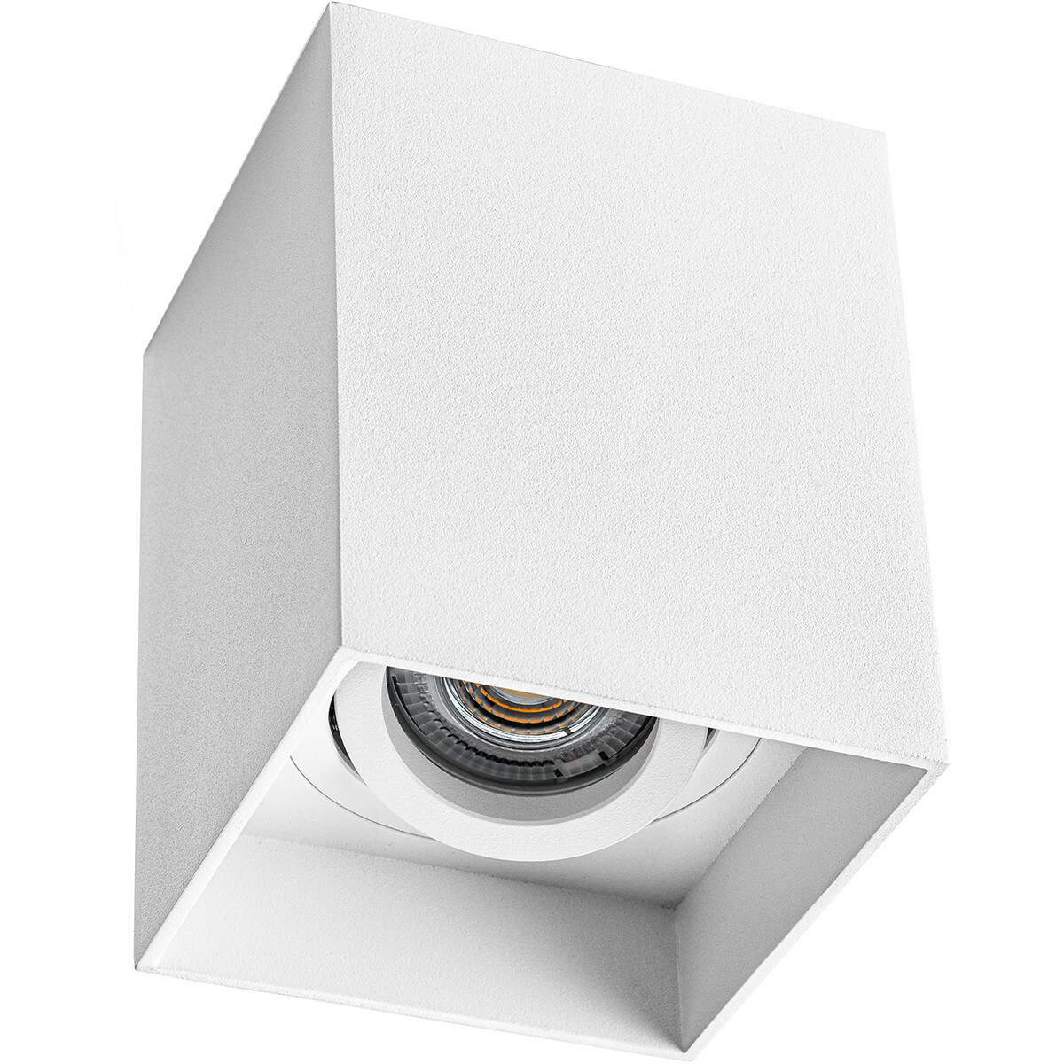 Opbouwspot Set - Pragmi Luxina Pro - GU10 Fitting - Opbouw Vierkant - Mat Wit - Verdiept - Kantelbaar - 90mm - Philips - CorePro 840 36D - 5W - Natuurlijk Wit 4000K - Dimbaar