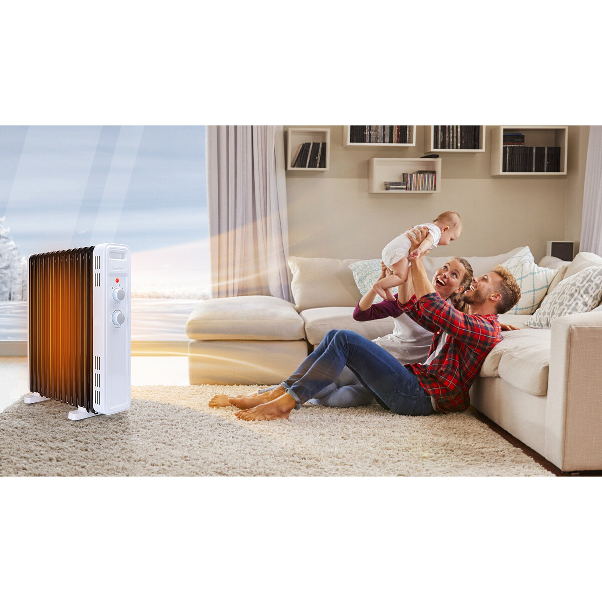 Radiator - Aigi Holo - 2300W - Oliegevulde Kachel - 3 Standen - Wit