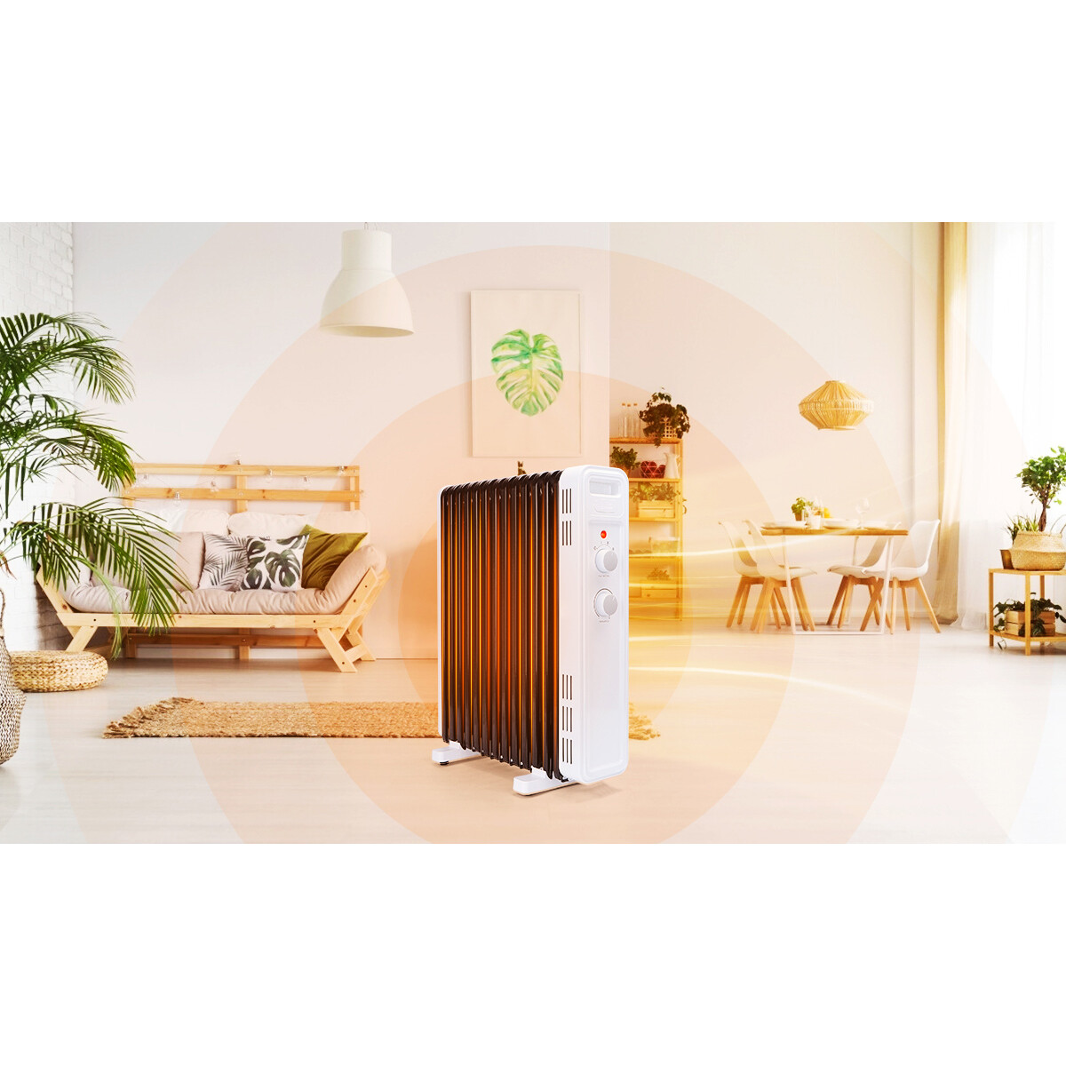 Radiator - Aigi Hube - 2500W - Oliegevulde Kachel - 3 Standen - Wit