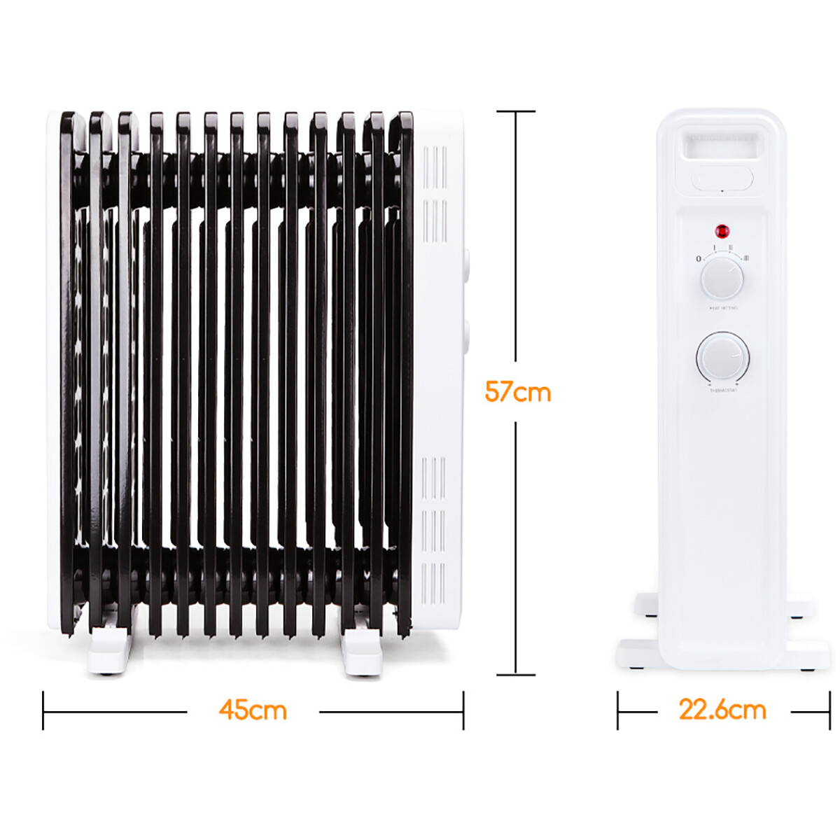 Radiator - Aigi Hube - 2500W - Oliegevulde Kachel - 3 Standen - Wit