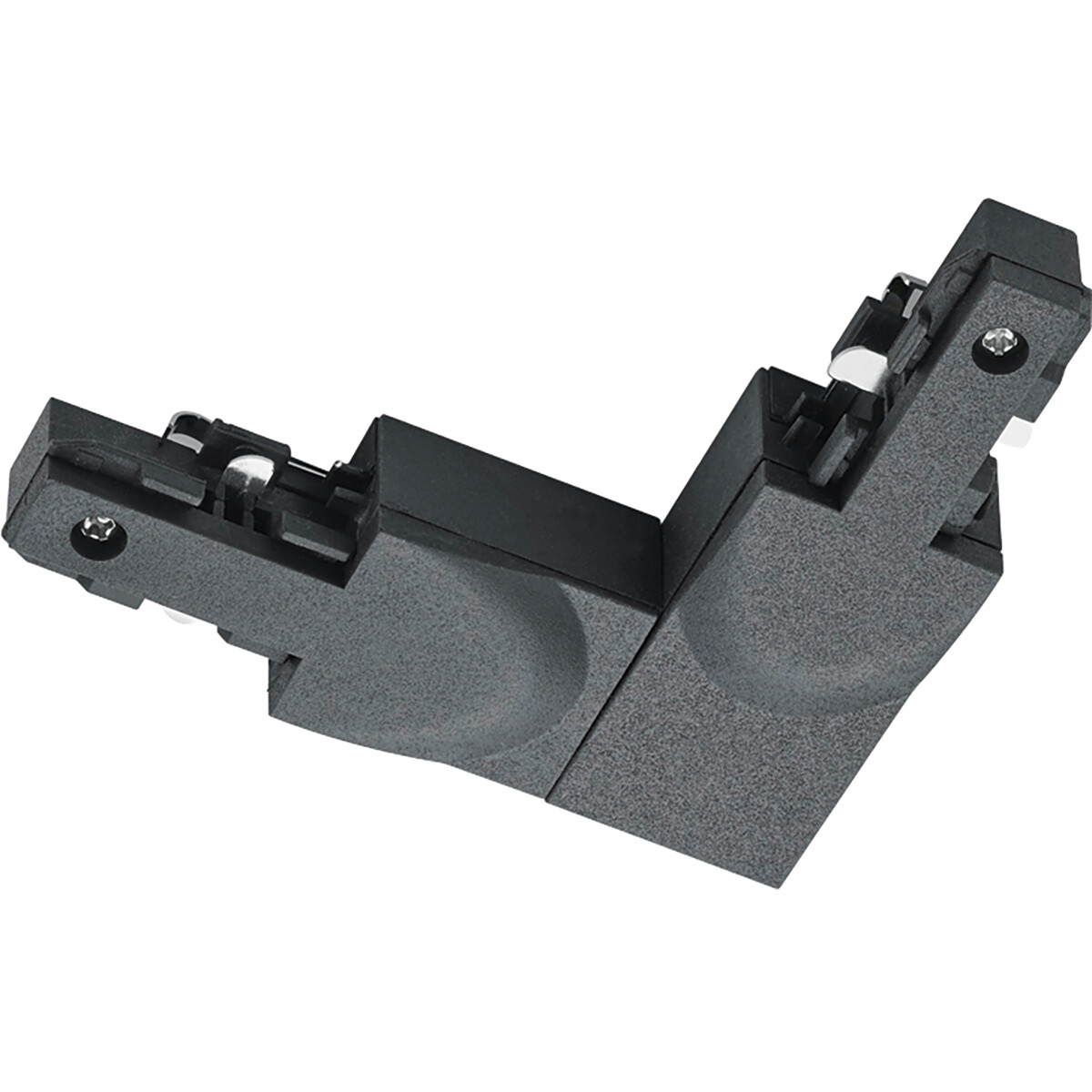 Spanningsrail Doorverbinder - Trion Dual - Hoek L Connector - Aarde Binnen - 2 Fase - Mat Zwart