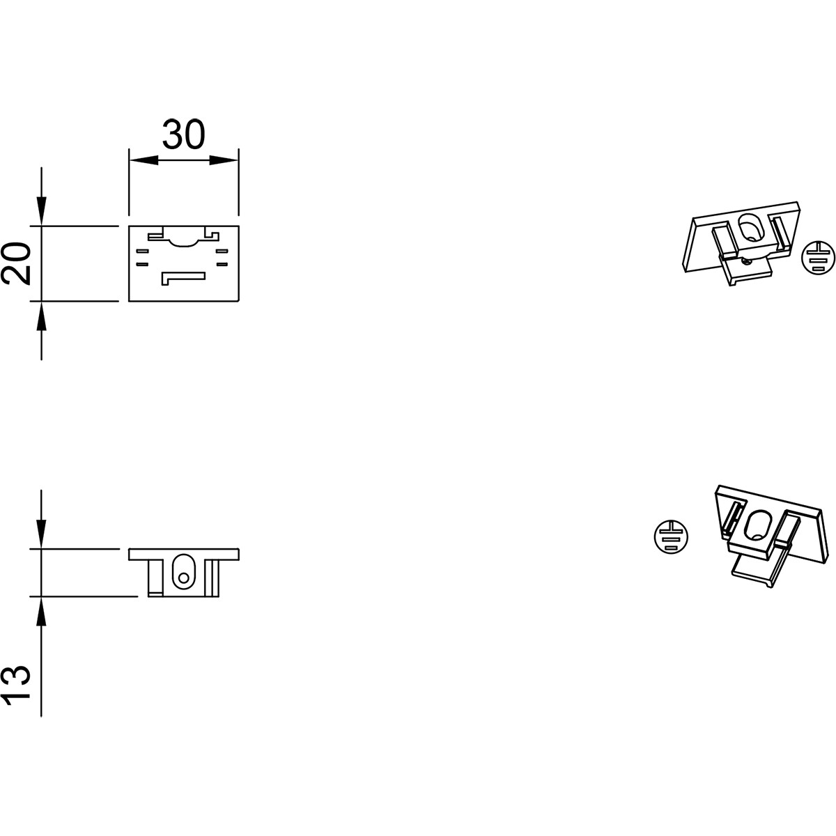 Spanningsrail Eindkap - 2 Stuks - Trion Dual - 2 Fase - Mat Wit