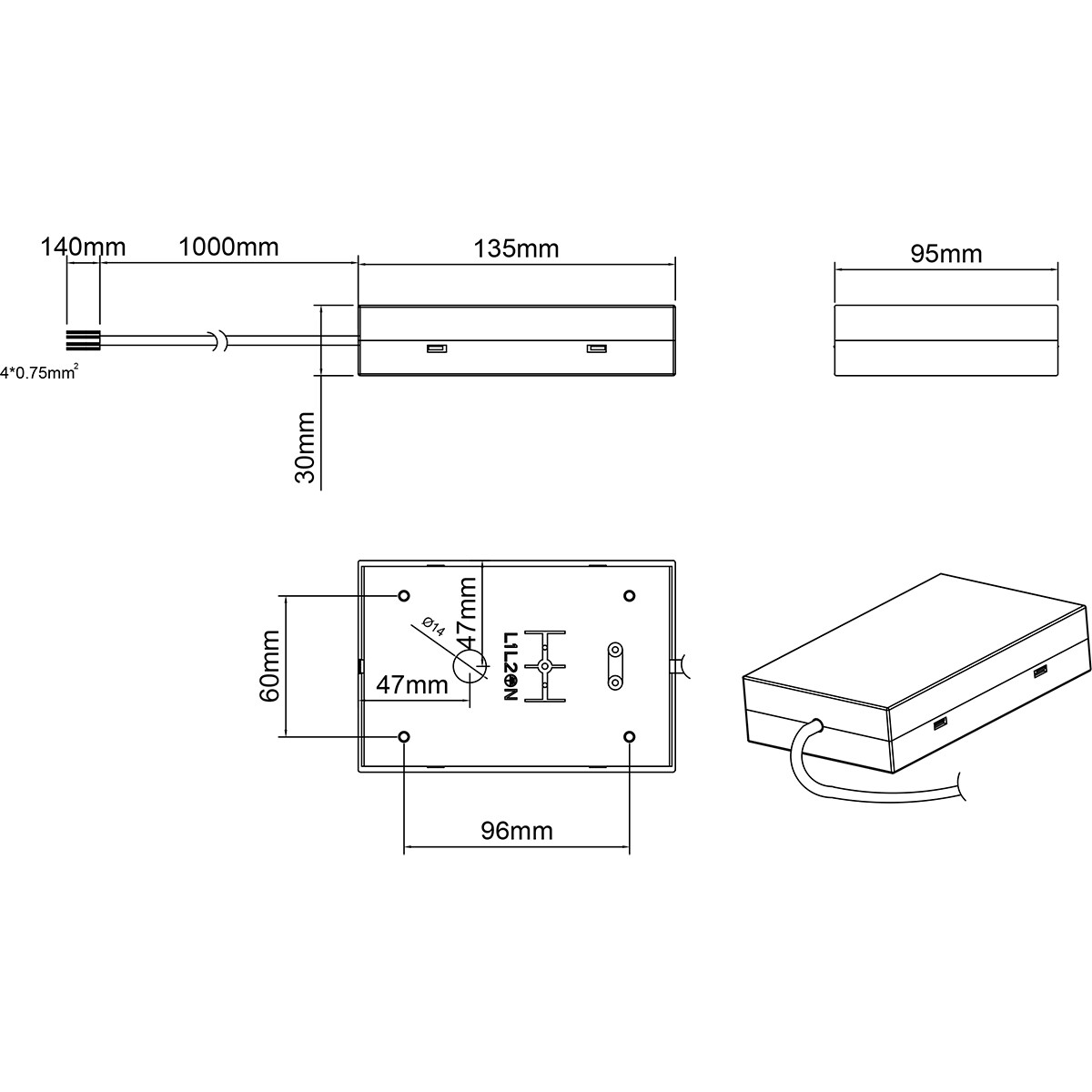 Spanningsrail Voedingsconnector Flexibel - Trion Dual - 2 Fase - Mat Wit