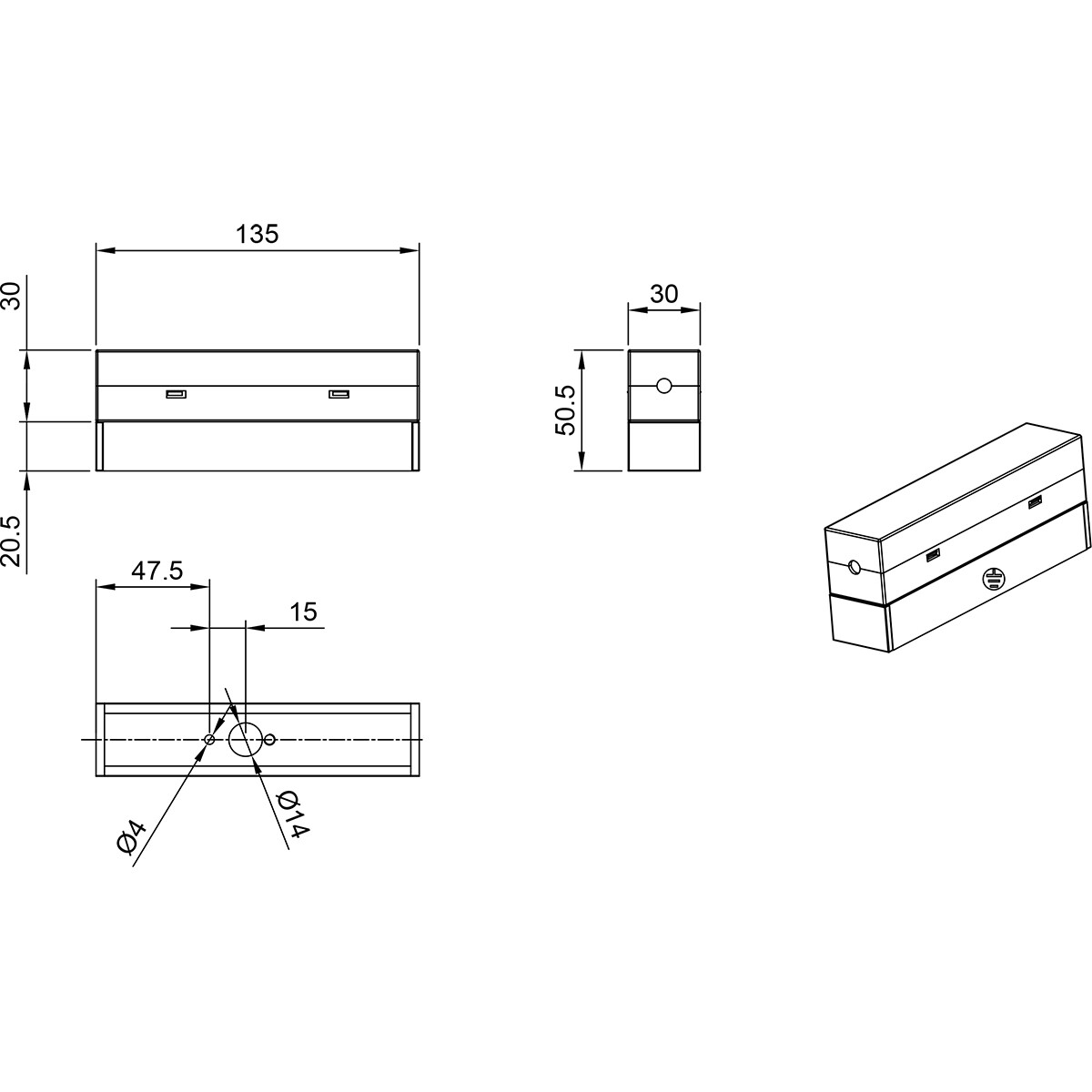 Spanningsrail Voedingsconnector - Trion Dual - 2 Fase - Mat Titaan