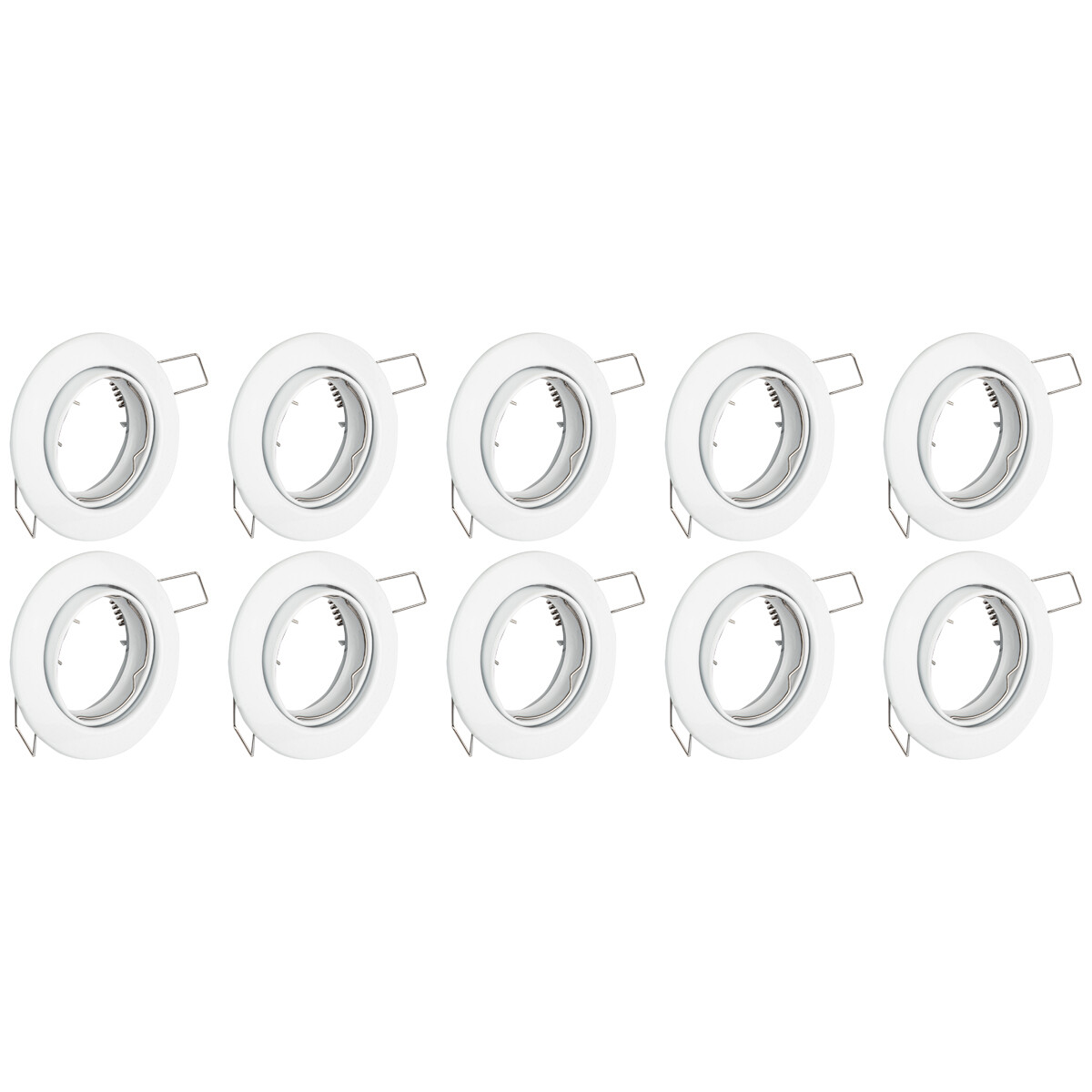 Spot Armatuur 10 Pack - GU10 Inbouwspot - Rond - Wit - Aluminium - Kantelbaar Ø82mm