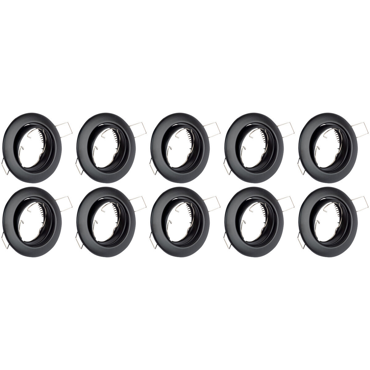 Spot Armatuur 10 Pack - GU10 Inbouwspot - Rond - Zwart - Aluminium - Kantelbaar Ø82mm