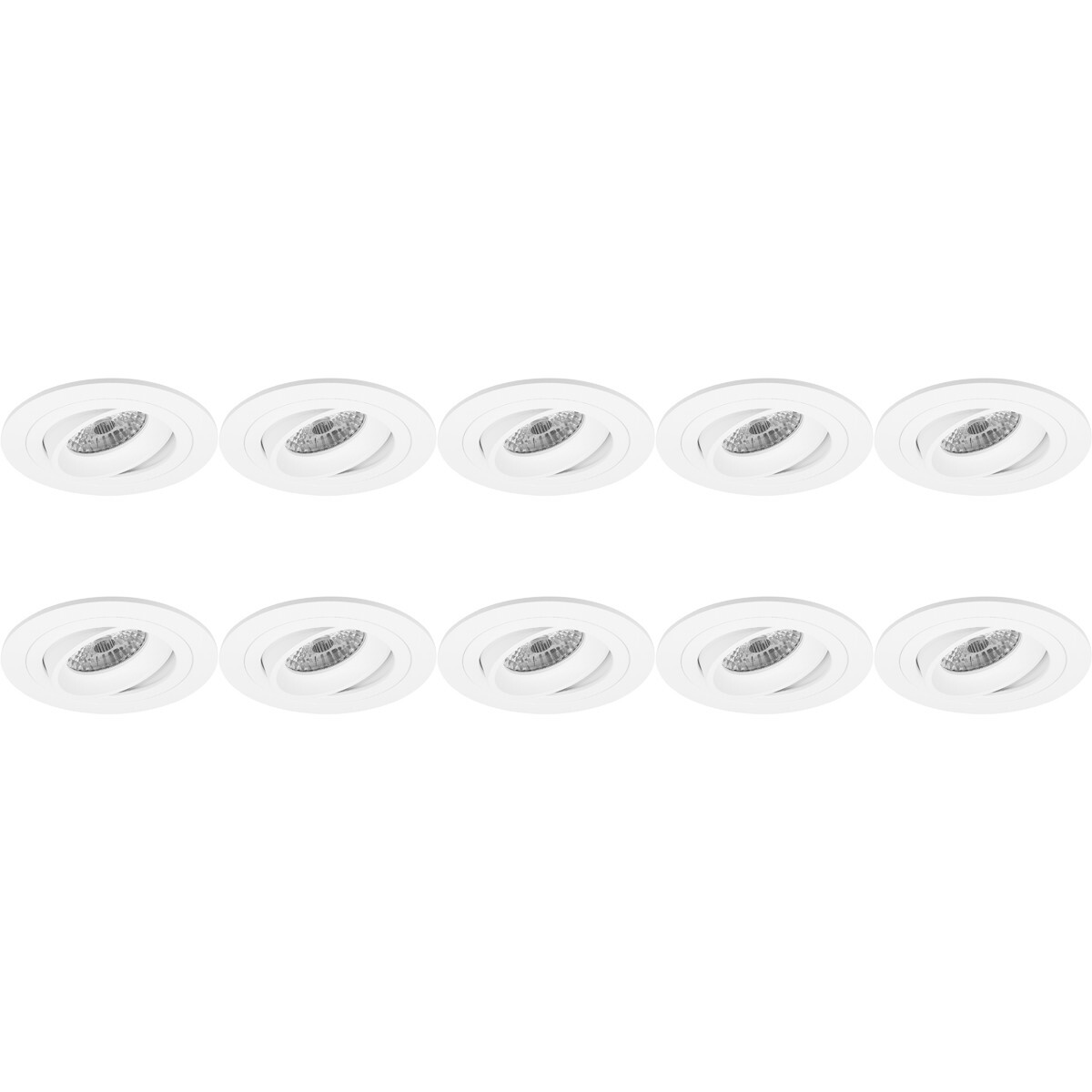 Spot Armatuur 10 Pack - Pragmi Alpin Pro - GU10 Inbouwspot - Rond - Wit - Aluminium - Kantelbaar - Ø92mm