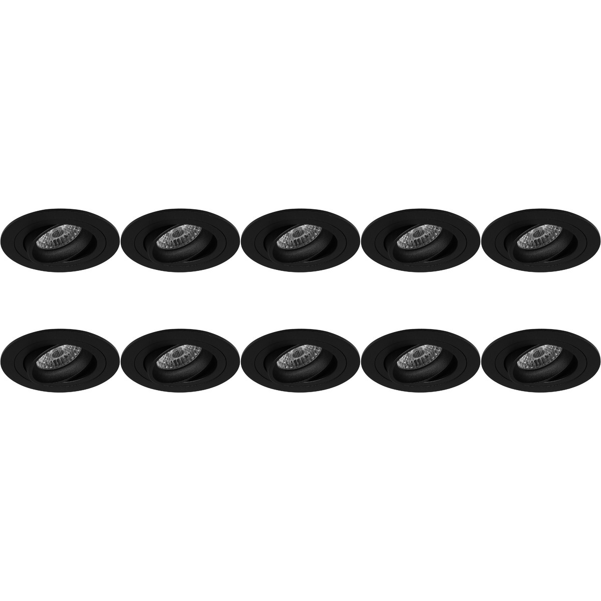 Spot Armatuur 10 Pack - Pragmi Alpin Pro - GU10 Inbouwspot - Rond - Zwart - Aluminium - Kantelbaar - Ø92mm