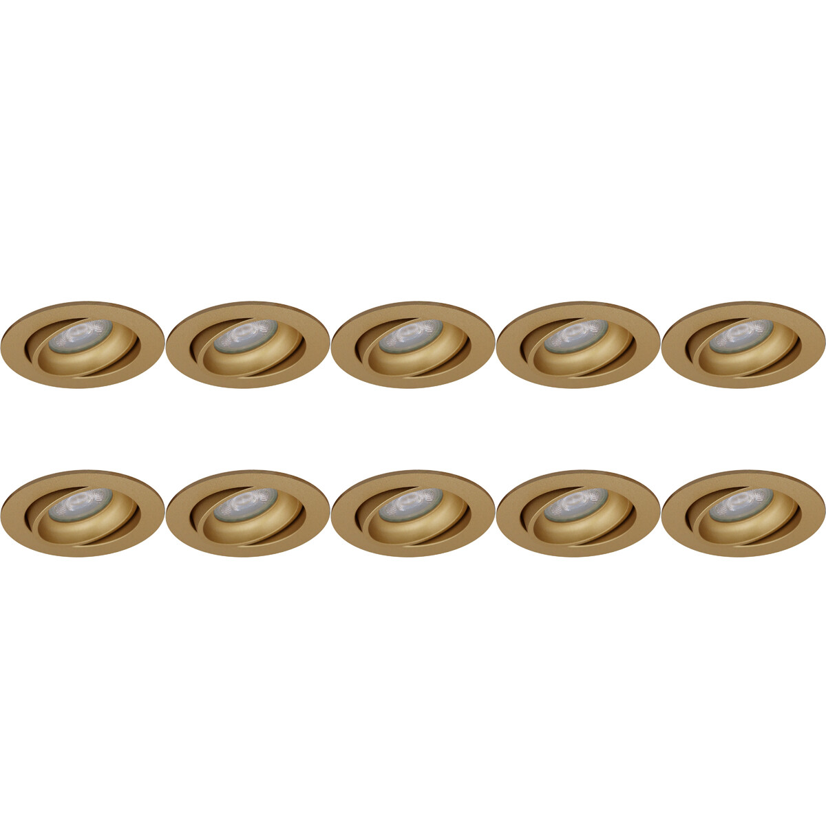 Spot Armatuur 10 Pack - Pragmi Delton Pro - GU10 Inbouwspot - Rond - Goud - Aluminium - Kantelbaar - Ø82mm