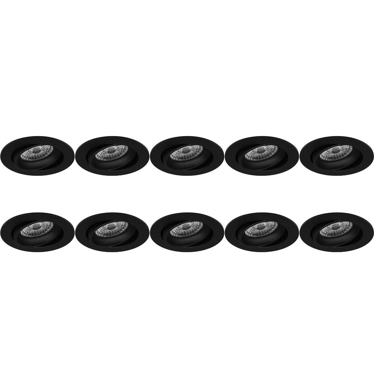 Spot Armatuur 10 Pack - Pragmi Delton Pro - GU10 Inbouwspot - Rond - Zwart - Aluminium - Kantelbaar - Ø82mm