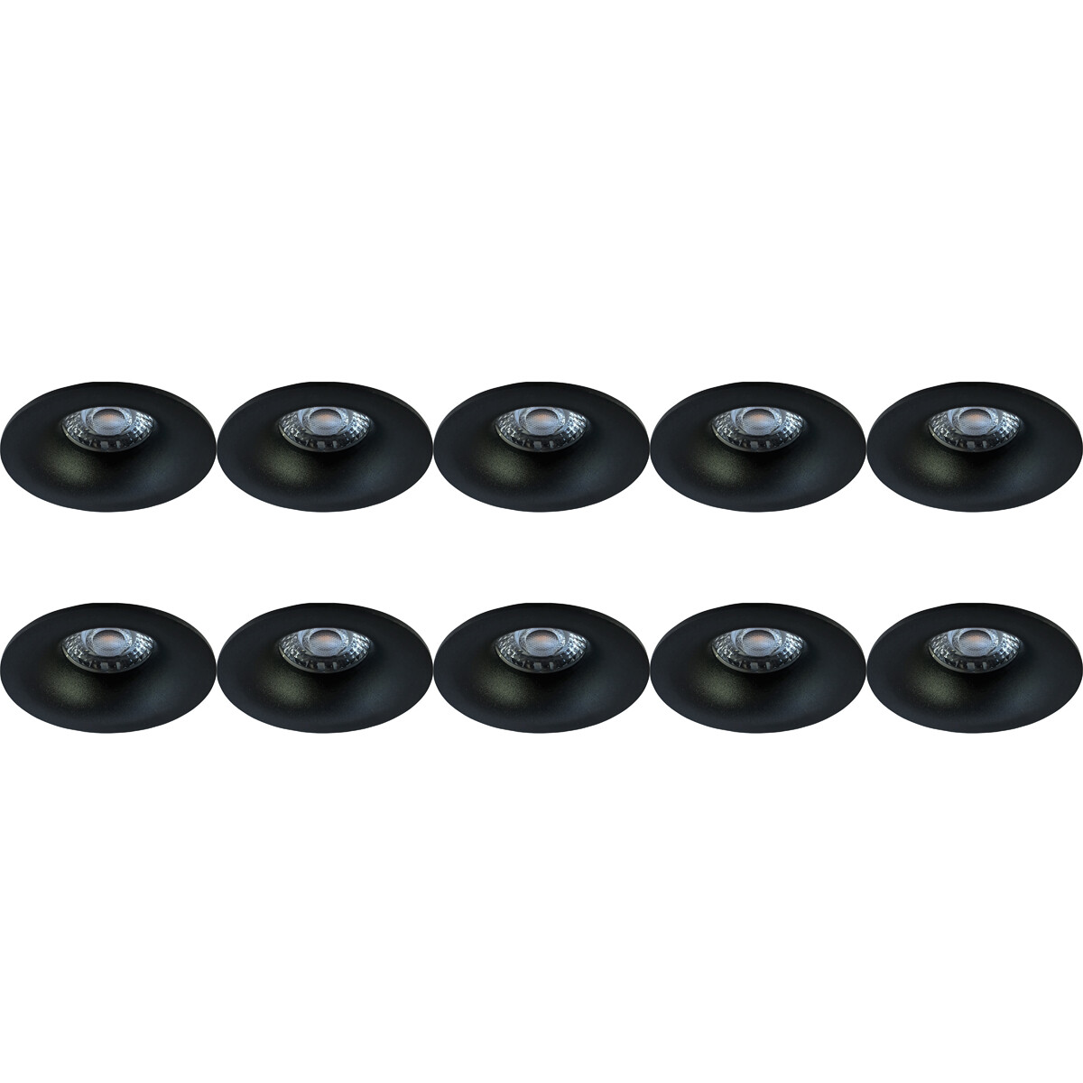 Spot Armatuur 10 Pack - Pragmi Nora Pro - GU10 Inbouwspot - Rond - Zwart - Aluminium - Ø82mm