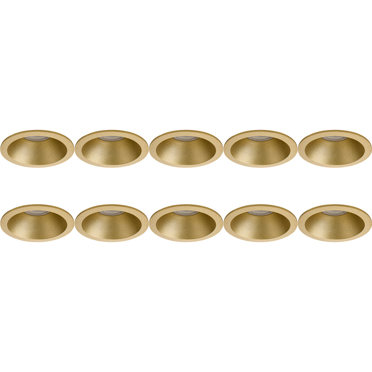 Spot Armatuur 10 Pack - Pragmi Pollon Pro - GU10 Inbouwspot - Rond - Goud - Aluminium - Verdiept - Ø82mm