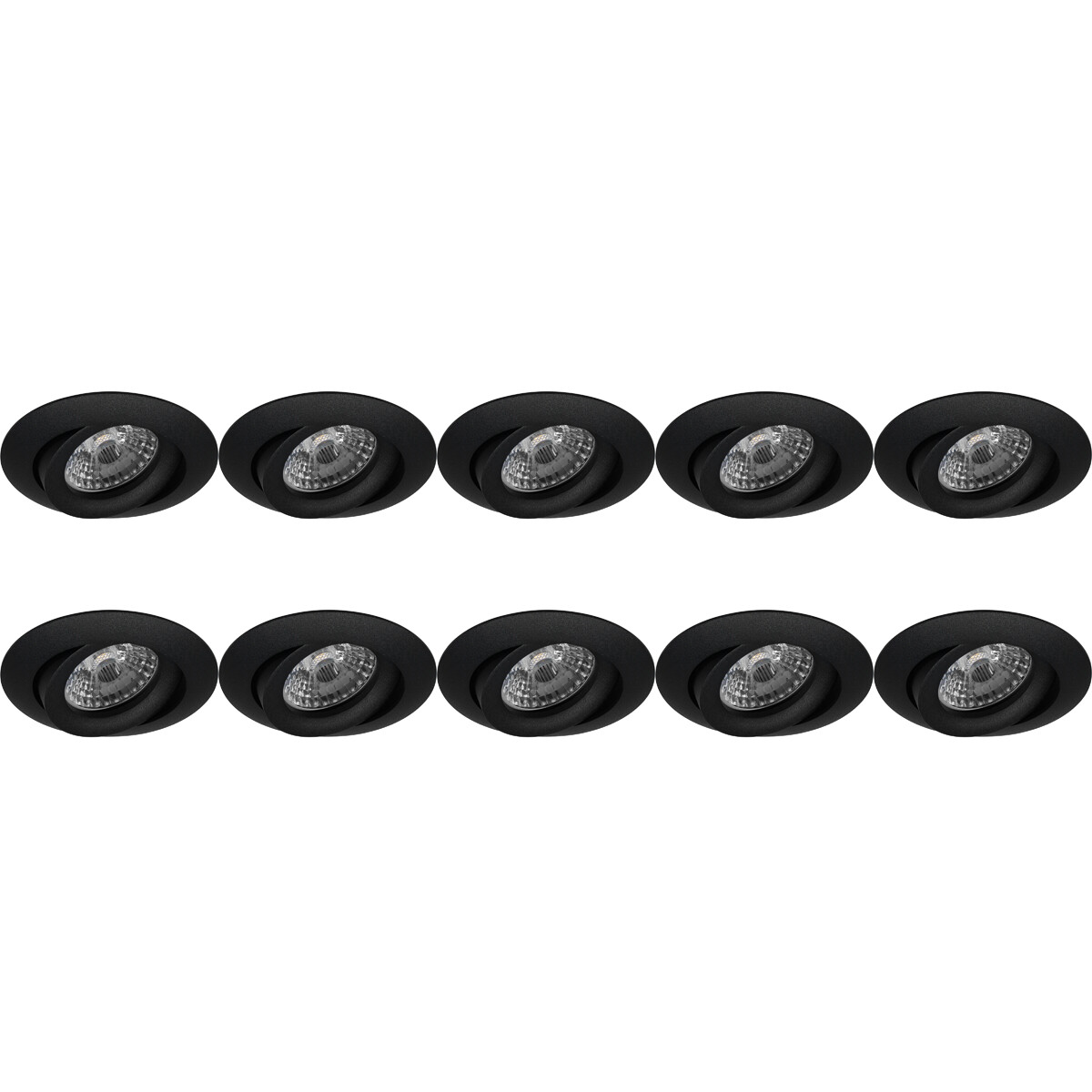 Spot Armatuur 10 Pack - Pragmi Uranio Pro - GU10 Inbouwspot - Rond - Zwart - Aluminium - Kantelbaar - Ø82mm