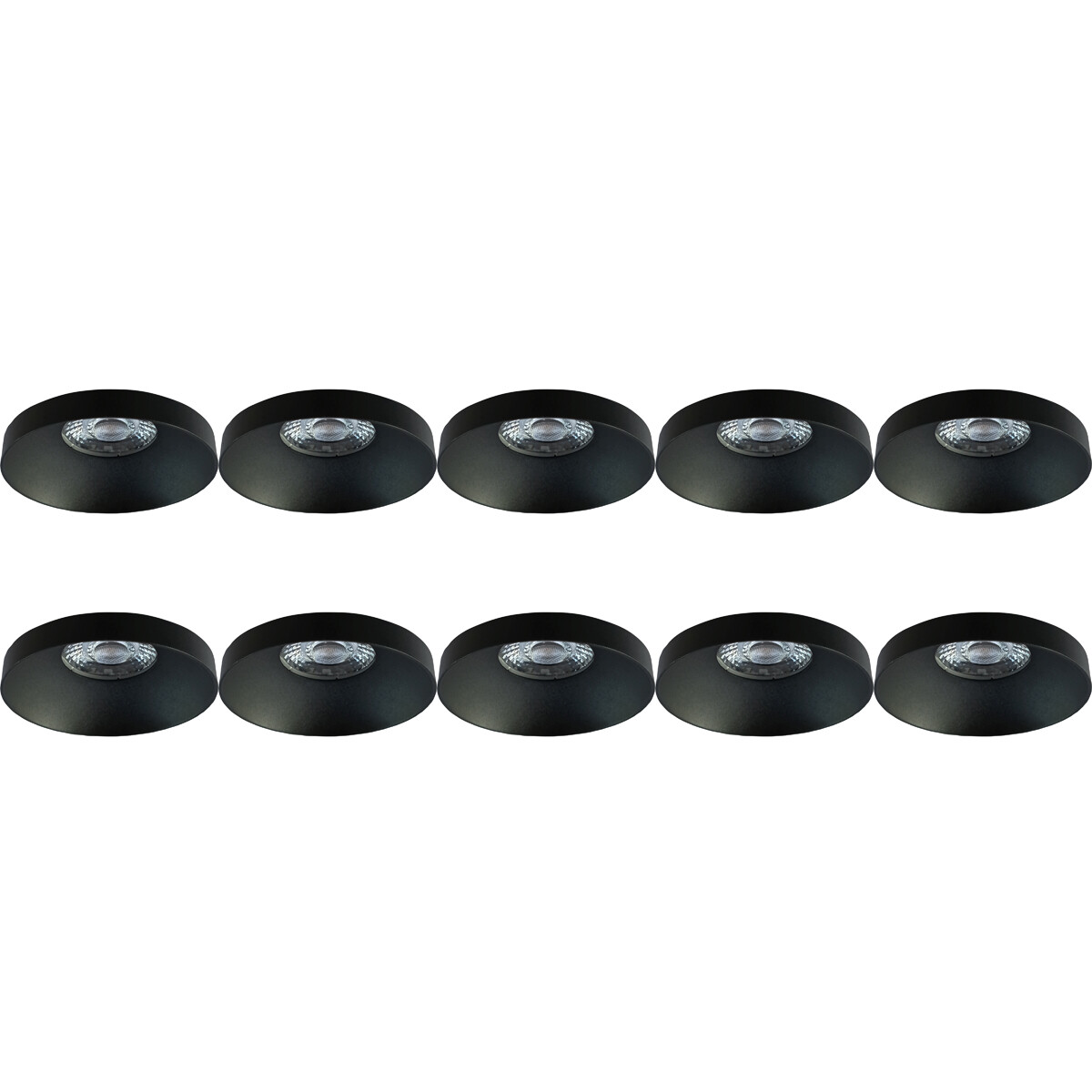 Spot Armatuur 10 Pack - Pragmi Vrito Pro - GU10 Inbouwspot - Rond - Zwart - Aluminium - Ø82mm