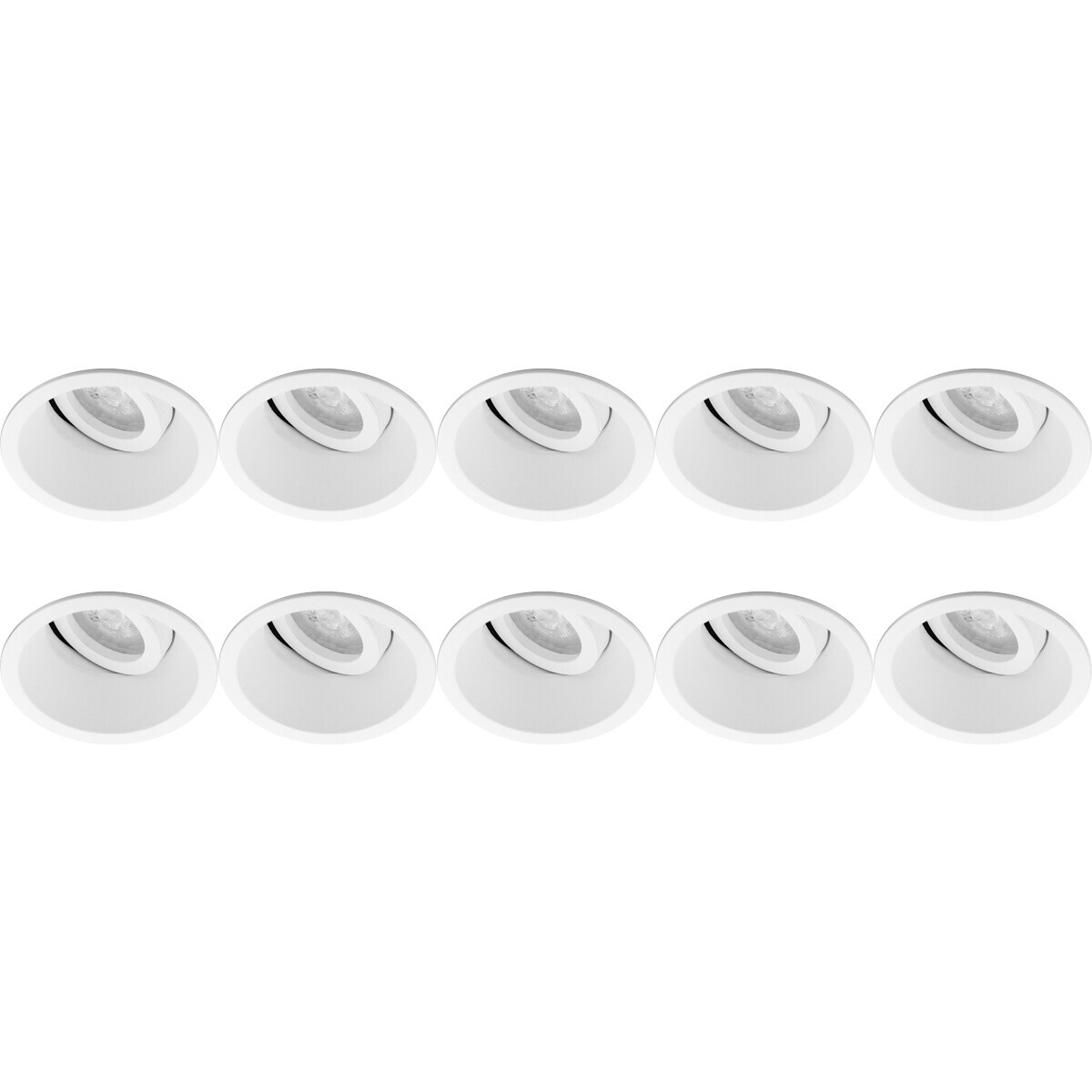 Spot Armatuur 10 Pack - Pragmi Zano Pro - GU10 Inbouwspot - Rond - Wit - Aluminium - Kantelbaar - Ø93mm