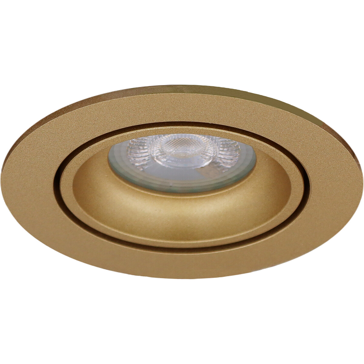 Spot Armatuur GU10 - Pragmi Delton Pro - GU10 Inbouwspot - Rond - Goud - Aluminium - Kantelbaar - Ø82mm