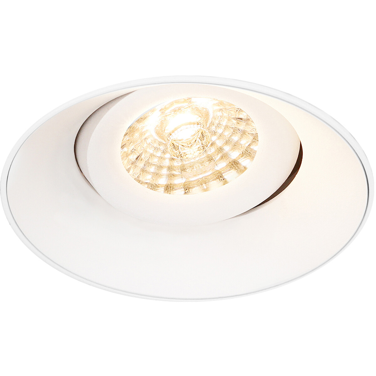 Spot Armatuur GU10 - Pragmi Nivas Pro - GU10 Inbouwspot - Rond - Wit - Aluminium - Trimless - Kantelbaar - Ø150mm