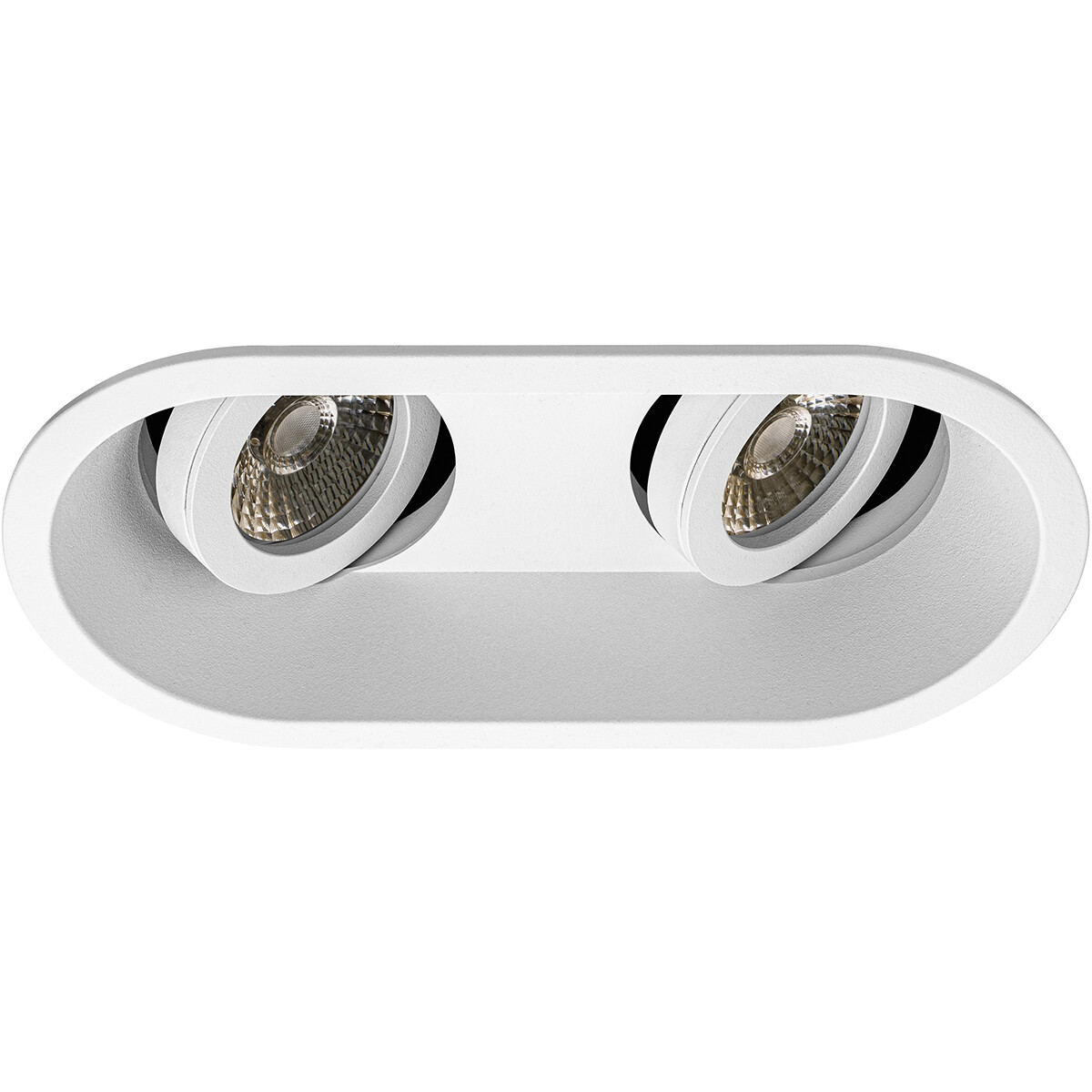 Spot Armatuur GU10 - Pragmi Zano Pro - GU10 Inbouwspot - Ovaal Dubbel - Wit - Aluminium - Kantelbaar - 185x93mm