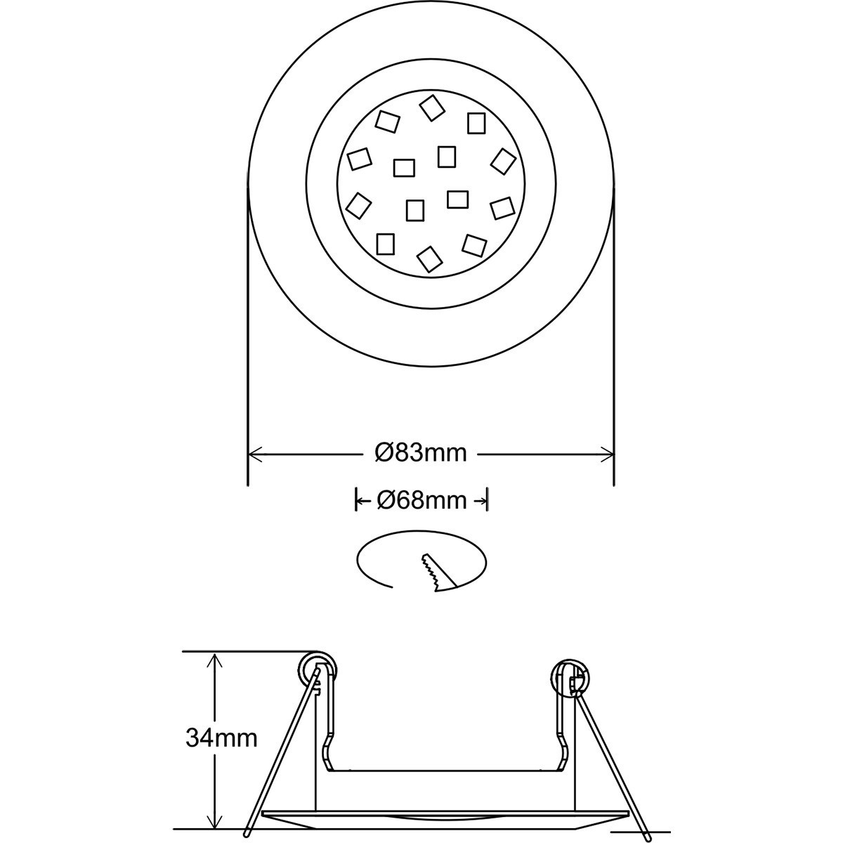 Spot Armatuur GU10 - Trion - GU10 Inbouwspot - Rond - Goud - Aluminium - Kantelbaar Ø83mm