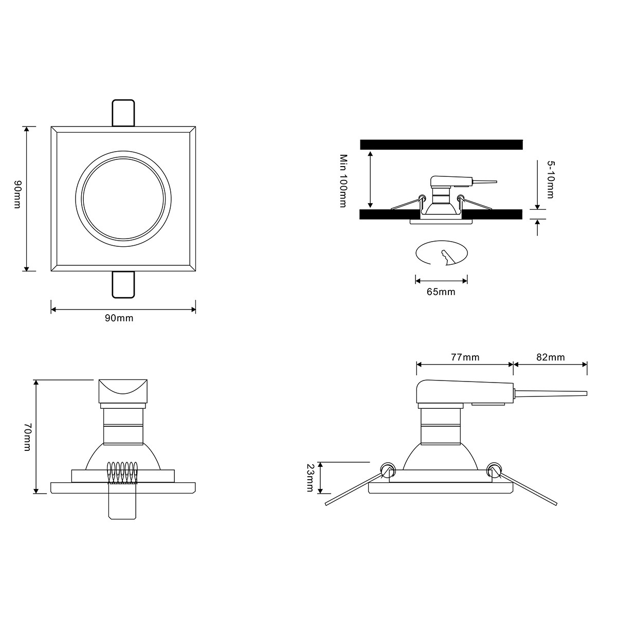 Spot Armatuur GU10 - Trion Panomi - GU10 Inbouwspot - Vierkant - Chroom - Aluminium