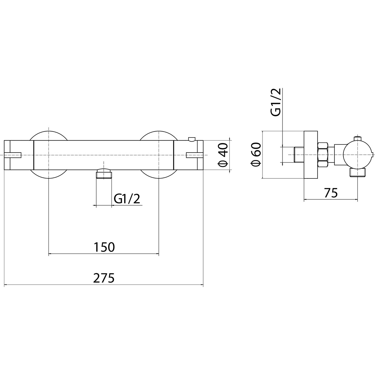 Thermostatische Douchekraan - Leoni - Mat Zwart