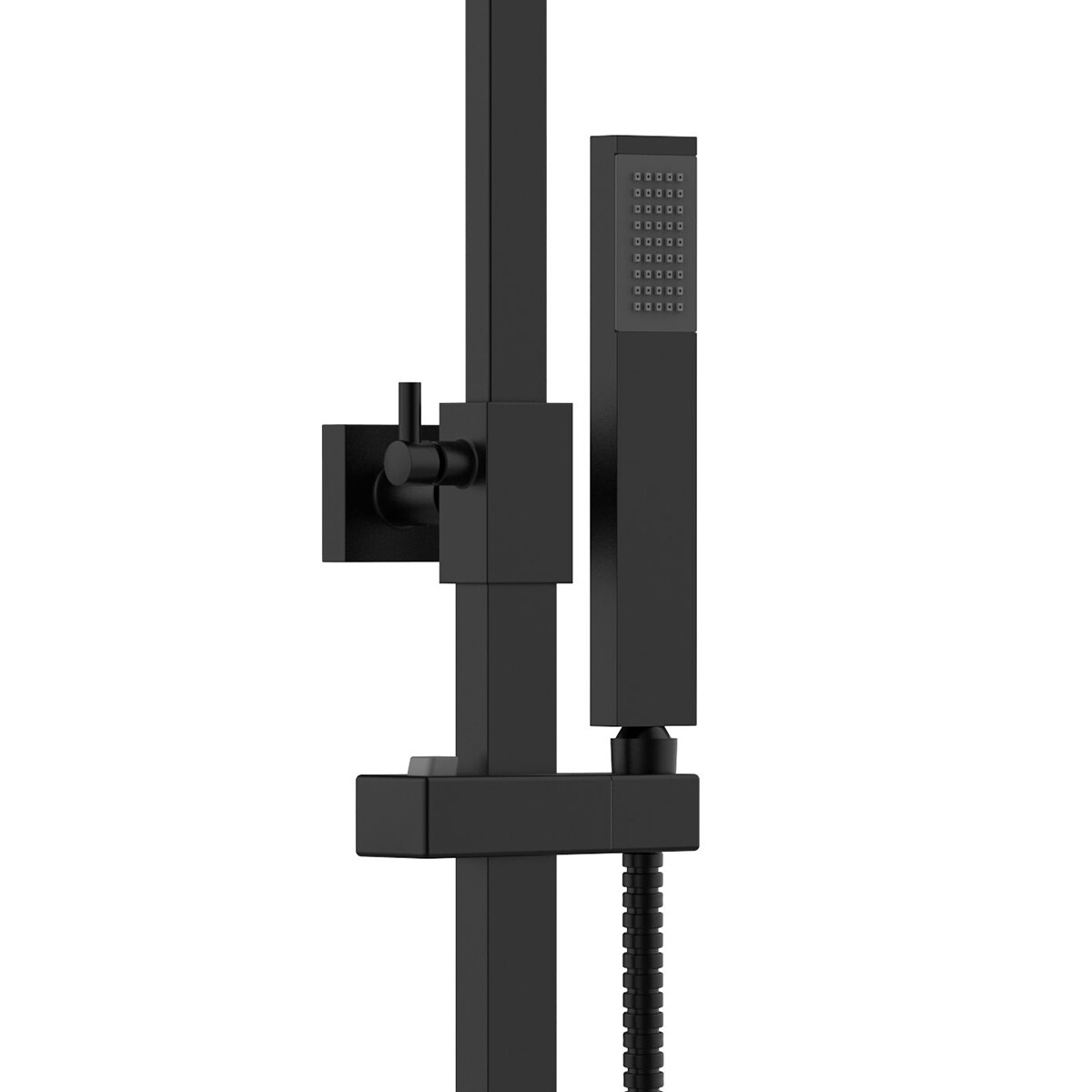 Thermostatische Regendoucheset - Leoni Rimbo - 22cm - Vierkante Hoofddouche - Staafhanddouche - RVS - Mat Zwart