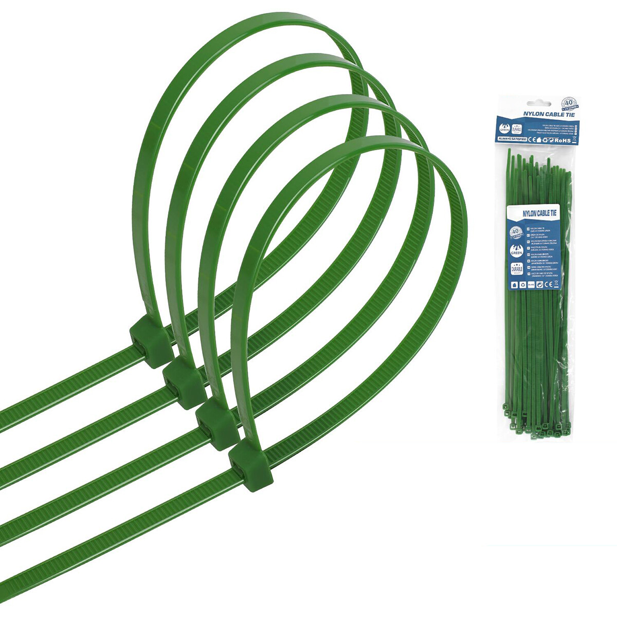 Tie Wraps - Tyrap - Aigi Tie - 3.6x250mm - Groen - 40 Stuks