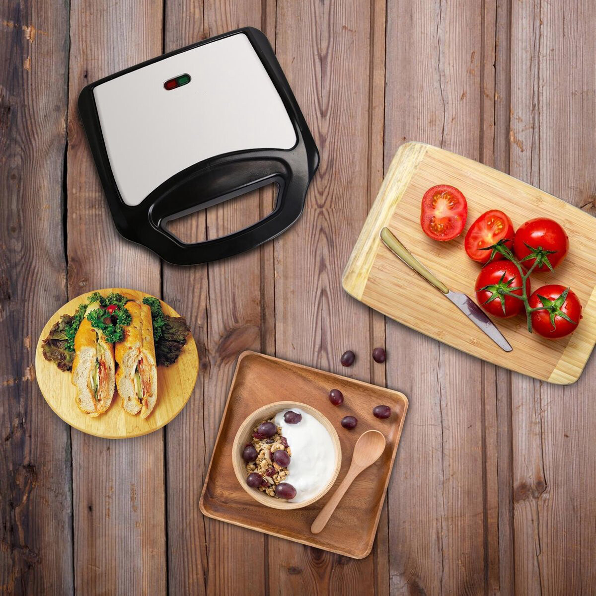 Tosti-ijzer - Aigi Ciplo - Sandwichmaker - CoolTouch Hendel - Zwart/Zilver