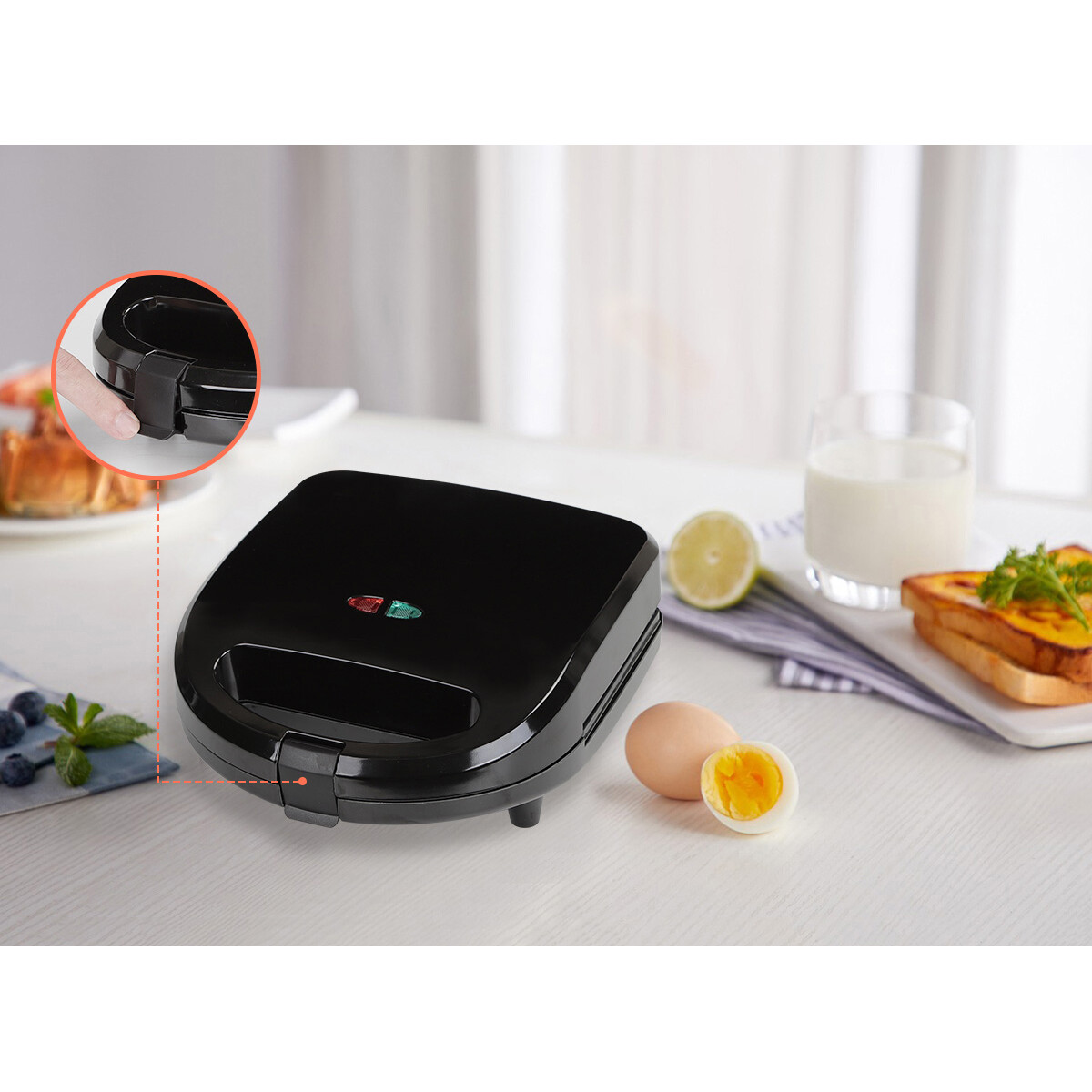 Tosti Ijzer - Tosti Apparaat - Aigi Nibo - Contactgrill 3 in 1 - CoolTouch Hendel - Zwart