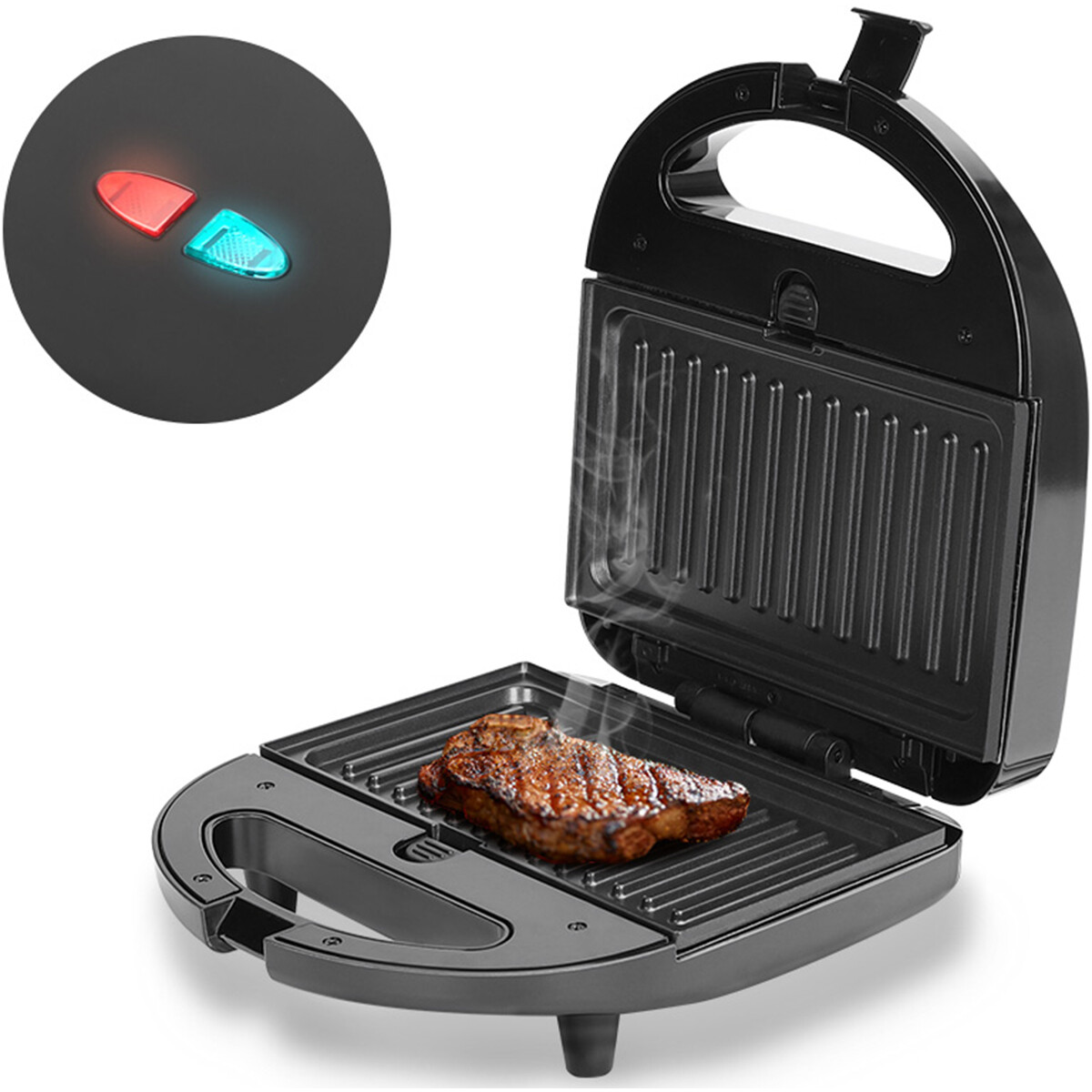 Tosti Ijzer - Tosti Apparaat - Aigi Nibo - Contactgrill 3 in 1 - CoolTouch Hendel - Zwart