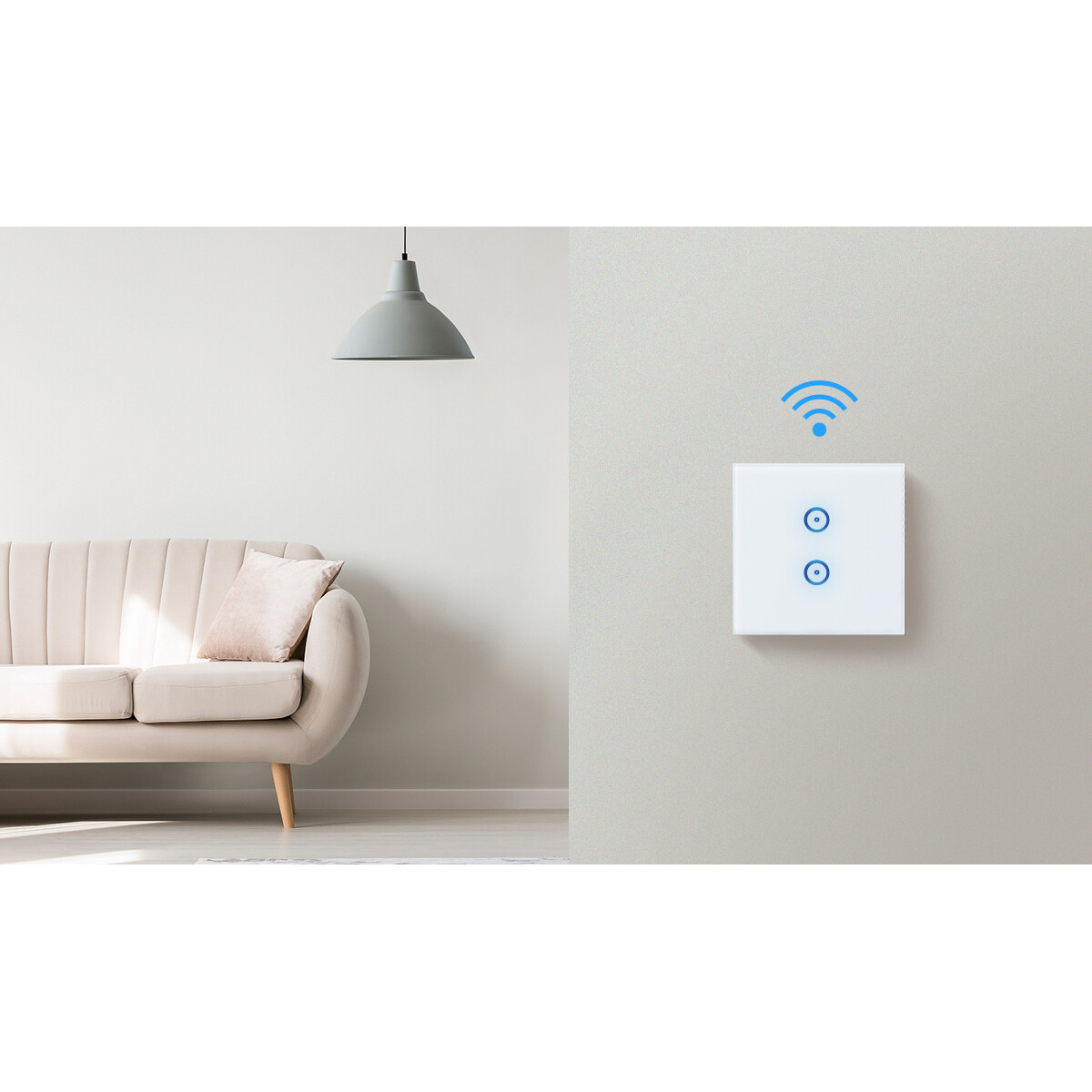 Touchschakelaar Smart WiFi - Aigi Smarton - Inbouw - 2-voudig Touch Schakelaar - Incl. Glazen Afdekraam - Wit