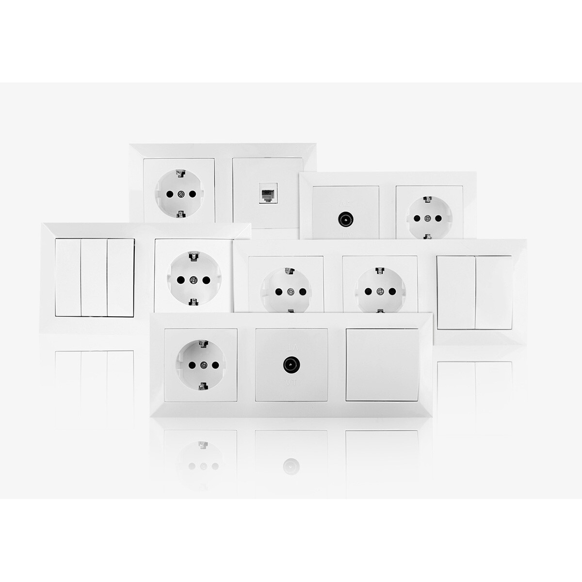 UTP RJ45 Stopcontact - Coax Contactdoos - Wandcontactdoos - Aigi Cika - Inbouw - 1-voudig Stopcontact - 1-voudig UTP CAT5E - 1-voudig Coax - Randaarde - Incl. Afdekraam - Wit