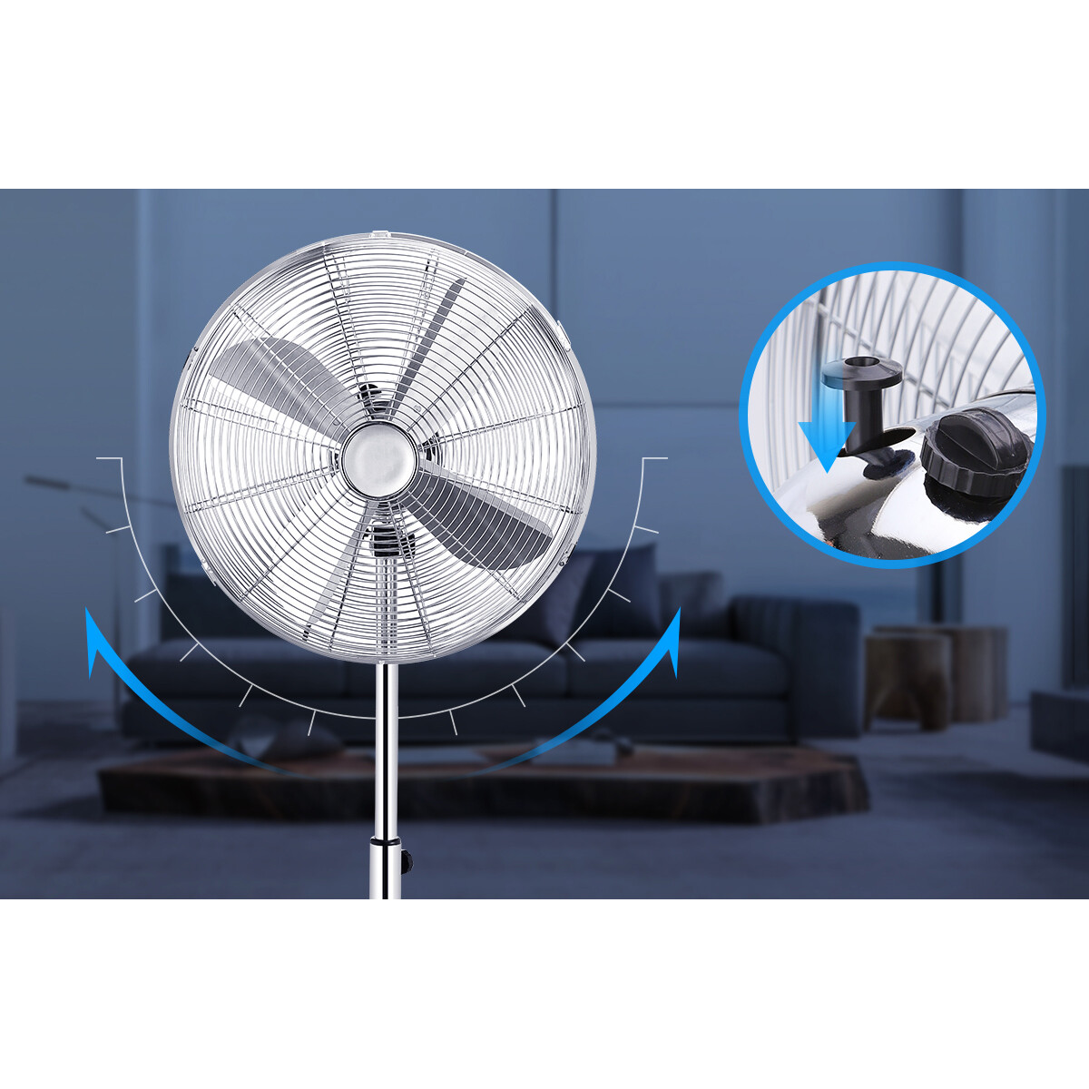 Ventilator - Aigi Qino - Statiefventilator - Staand - Rond - Mat Zilver - Aluminium