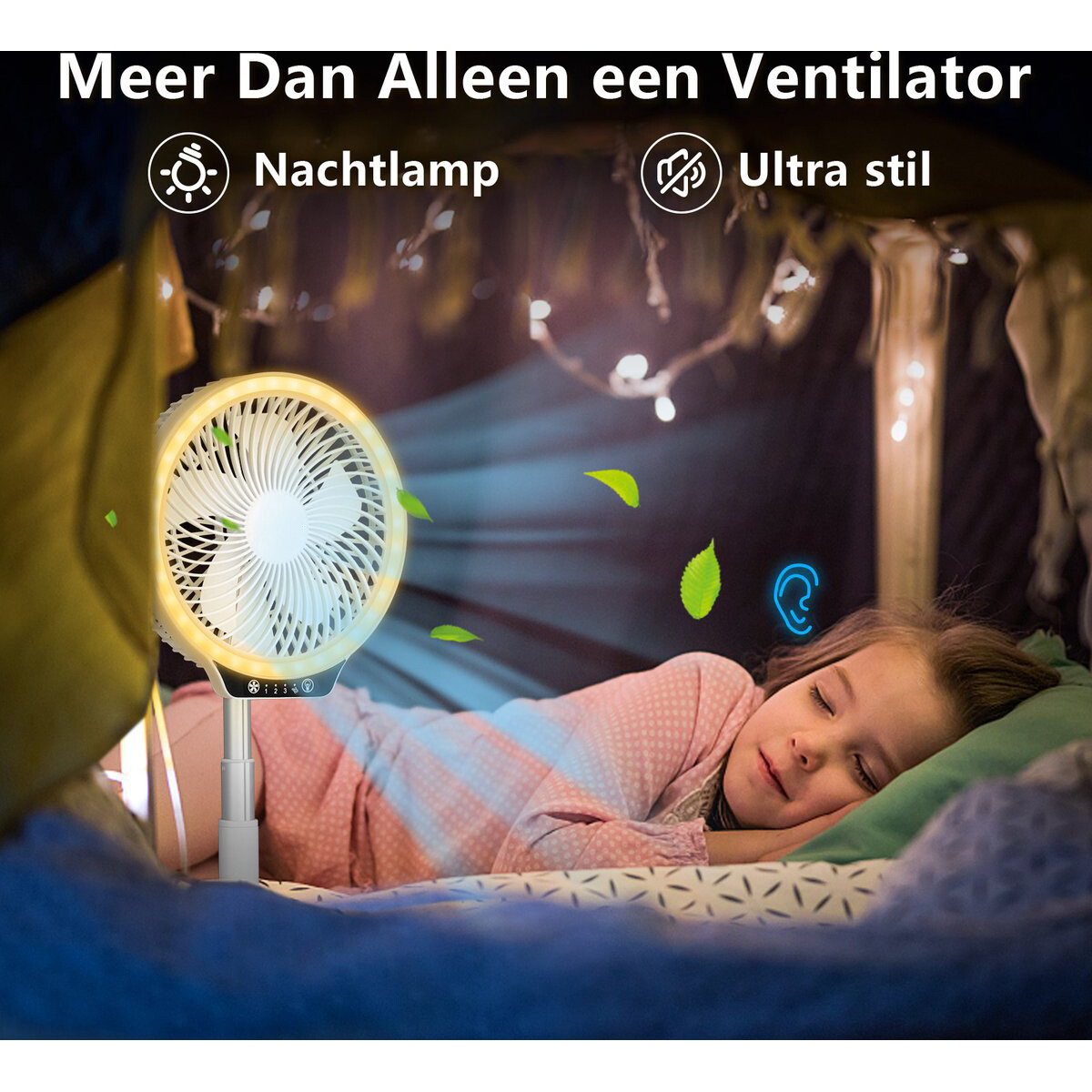 Ventilator Draadloos - Aigi Malina - Statiefventilator - Tafelventilator - USB Oplaadbaar - Inklapbaar - Hoogte Verstelbaar - Wit