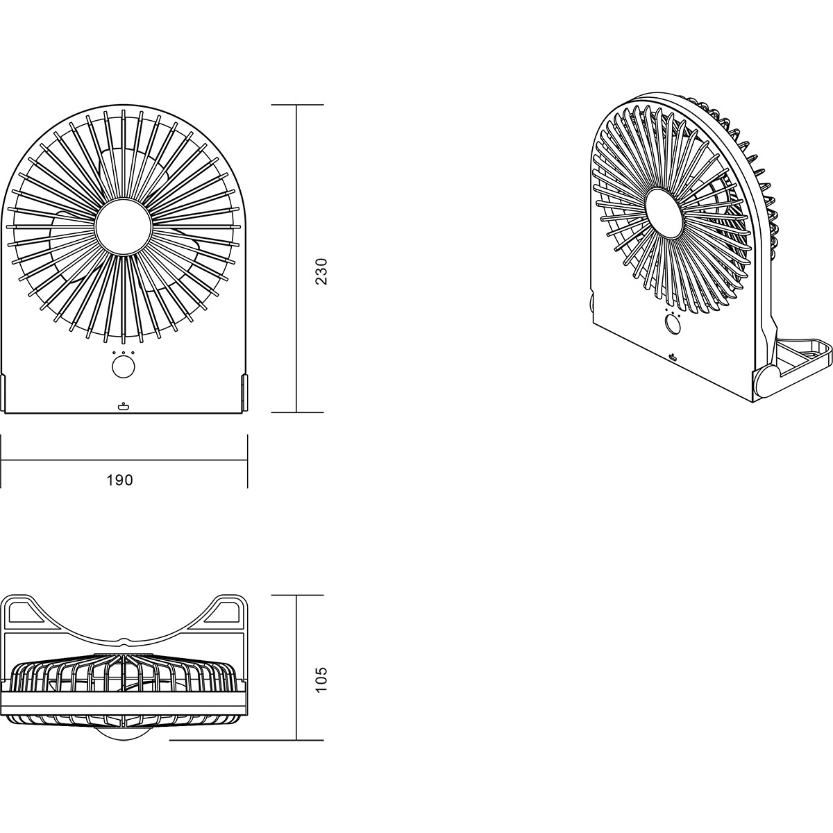 Ventilator - Trion Breezi - Tafelventilator - Staand - Rechthoek - Mat Zwart - Kunststof