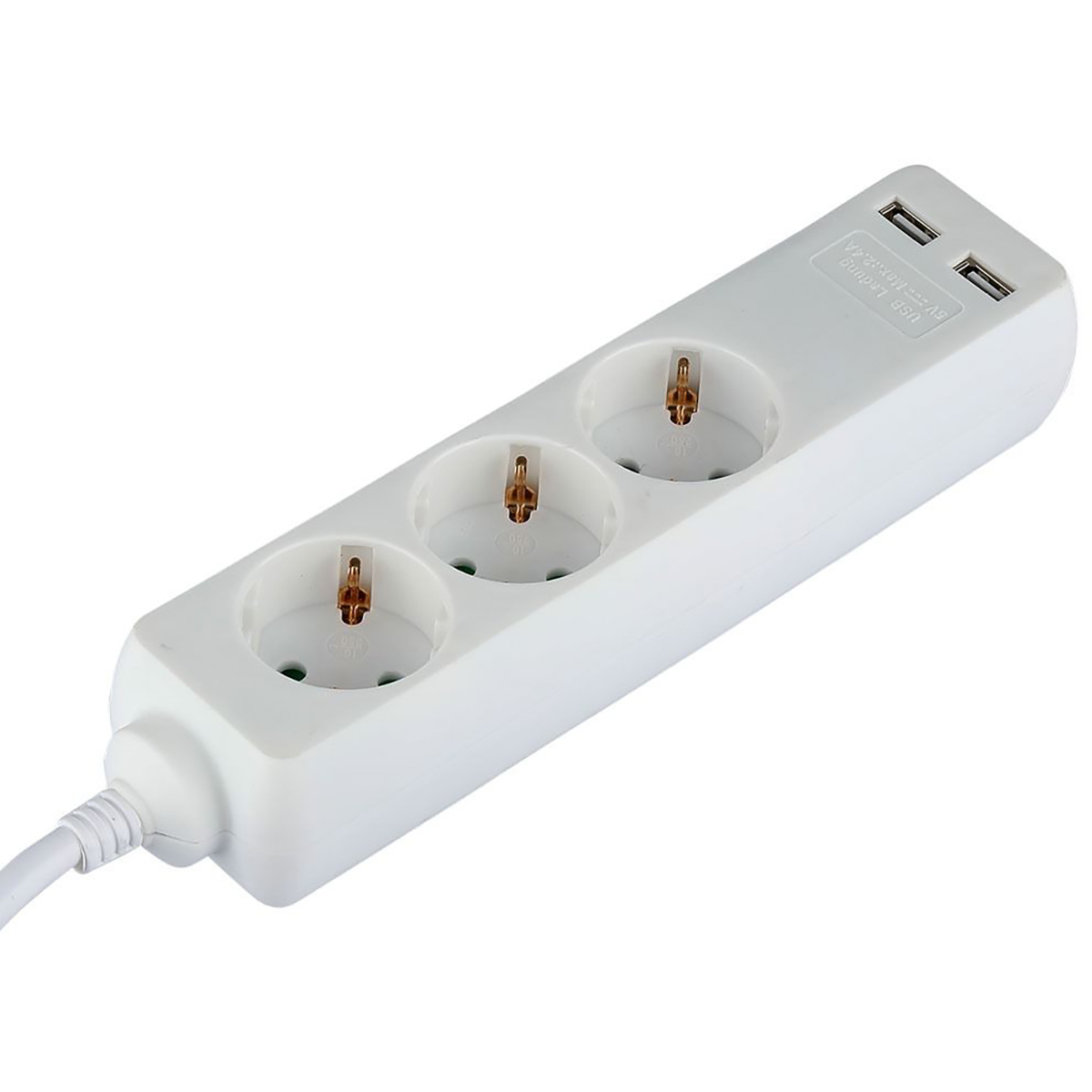 Stekkerdoos met USB - Verlengsnoer met USB - Viron Serino - 3680W - 3 Stopcontacten - 1.5 Meter - Wit | Nederland