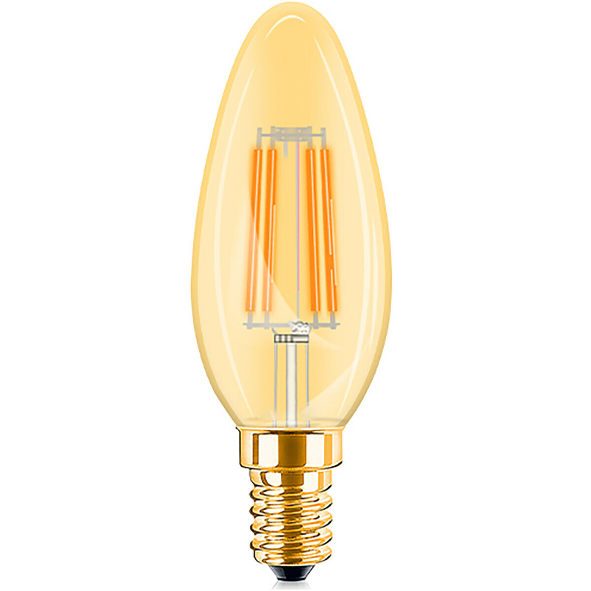 Voordeelpak 10x LED Lamp E14 Kaars Filament - Brinton - Amber 4W 360lm - 822 Zeer Warm Wit 2200K - C35 - Dimbaar | Vervangt 32W