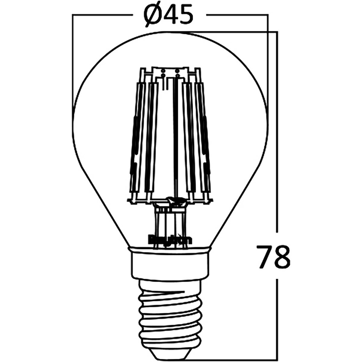 Voordeelpak 10x LED Lamp E14 Kogel Filament - Brinton - Amber 4W 360lm - 822 Zeer Warm Wit 2200K - P45 | Vervangt 32W