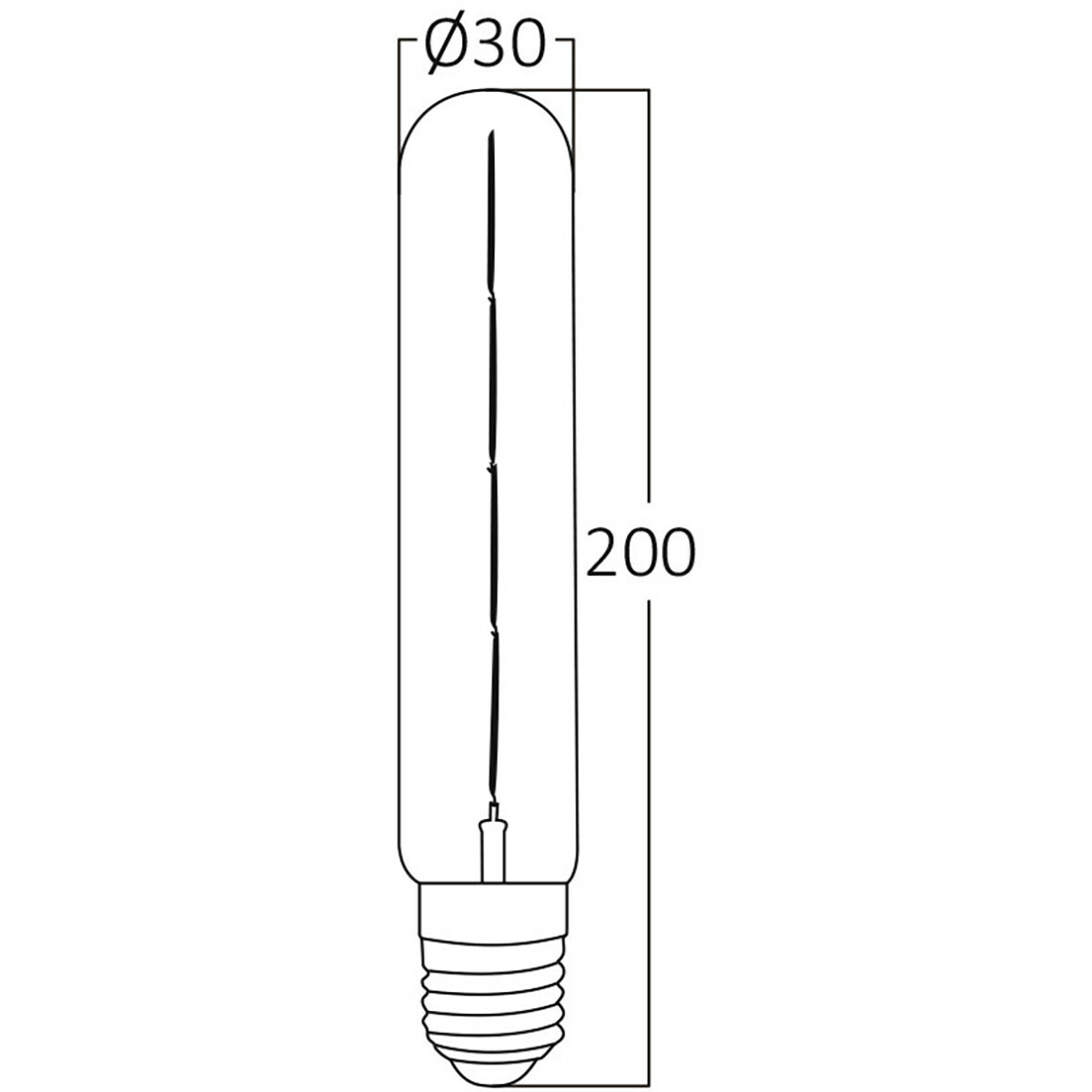 Voordeelpak 10x LED Lamp E27 Buis Filament - Brinton - Amber 6W 540lm - 822 Zeer Warm Wit 2200K - T30 - Dimbaar | Vervangt 45W