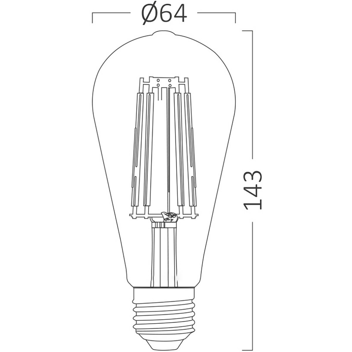 Voordeelpak 10x LED Lamp E27 Edison Filament - Brinton - Amber 6W 540lm - 822 Zeer Warm Wit 2200K - ST64 - Dimbaar | Vervangt 45W