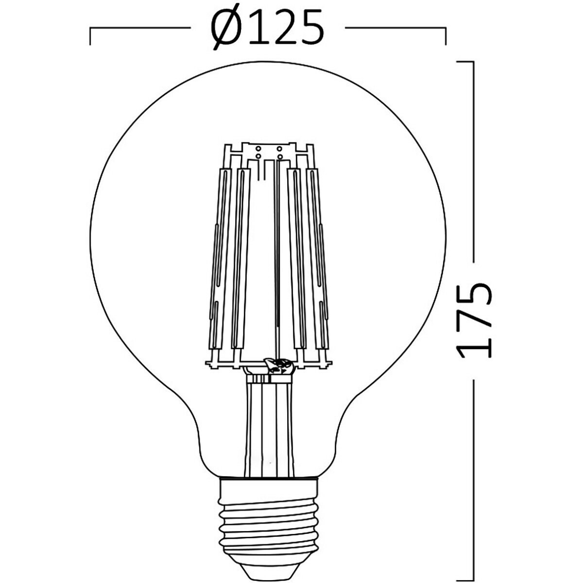 Voordeelpak 10x LED Lamp E27 Globe Filament - Brinton - Amber 6W 540lm - 822 Zeer Warm Wit 2200K - G125 | Vervangt 45W