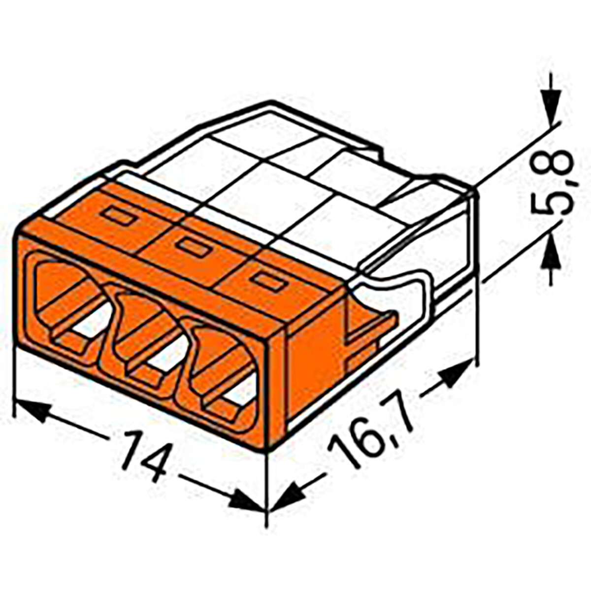 WAGO - Lasklem - 3 Polig - 0.5-2.5mm2 - Oranje - 10 Stuks