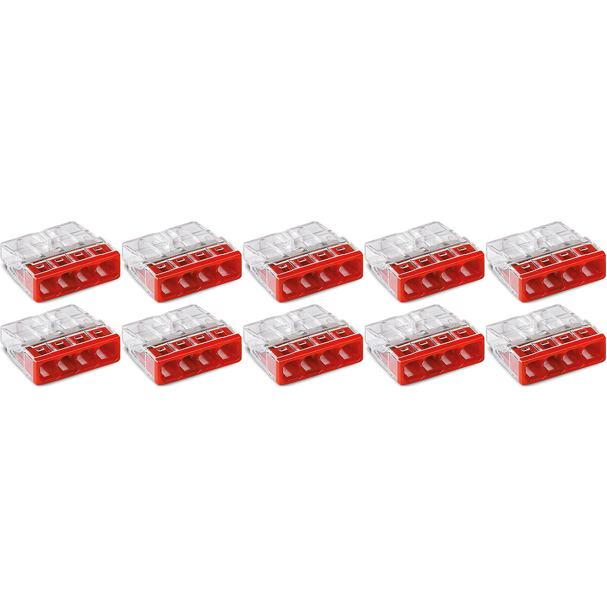 WAGO - Lasklem - 4 Polig - 0.5-2.5mm2 - Rood - 10 Stuks