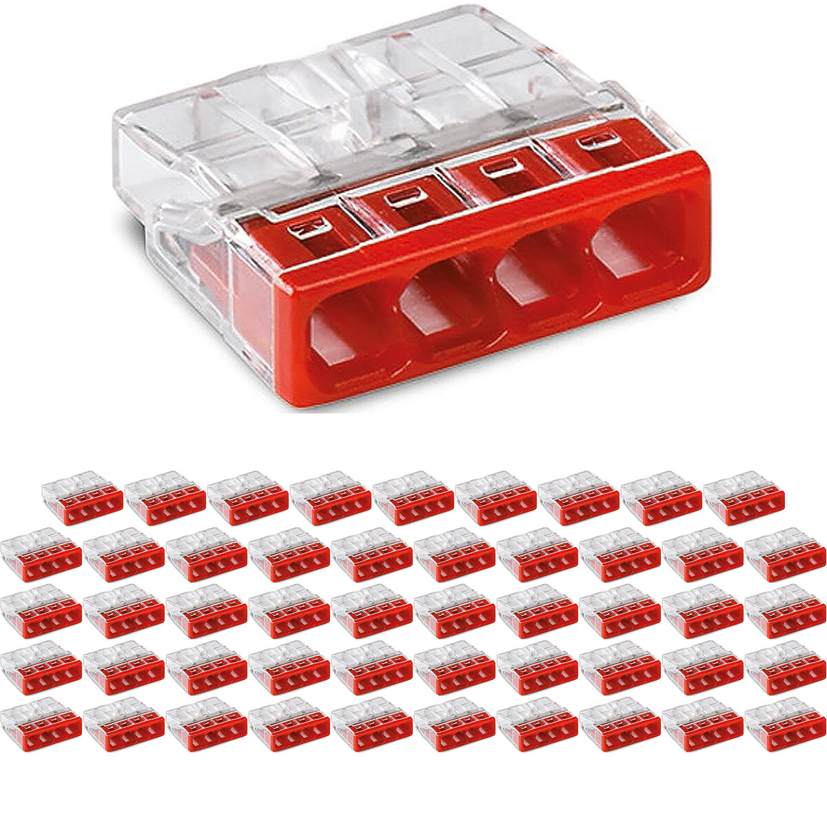 WAGO - Lasklem - 4 Polig - 0.5-2.5mm2 - Rood - 50 Stuks