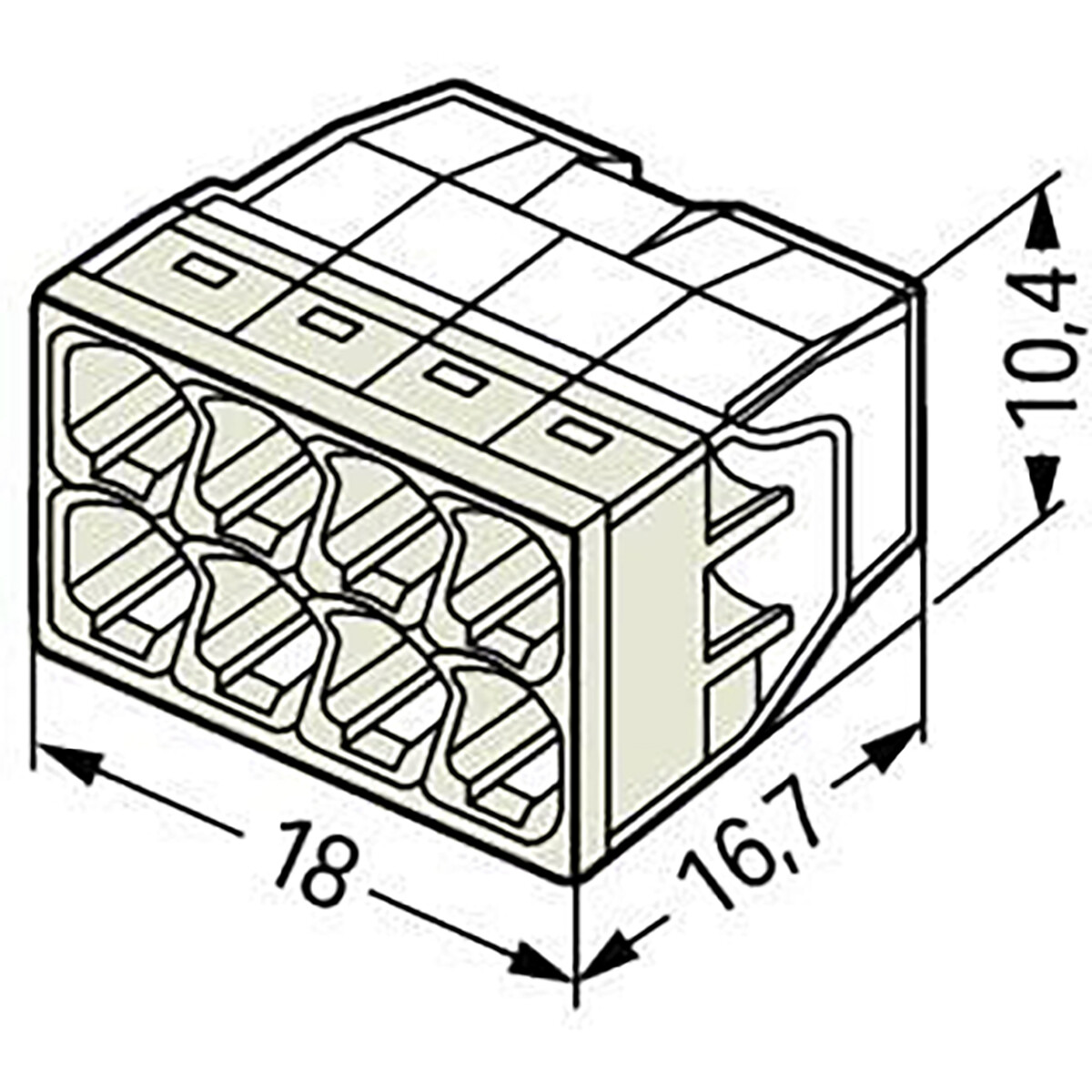 WAGO - Lasklem - 8 Polig - 0.5-2.5mm2 - Wit - 10 Stuks