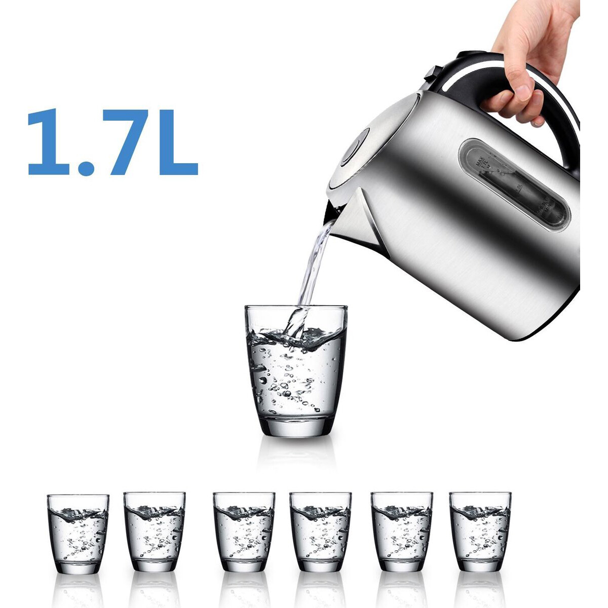 Waterkoker - Aigi Kiny - 1.7 Liter - 2200 Watt - RVS - Zwart/Zilver