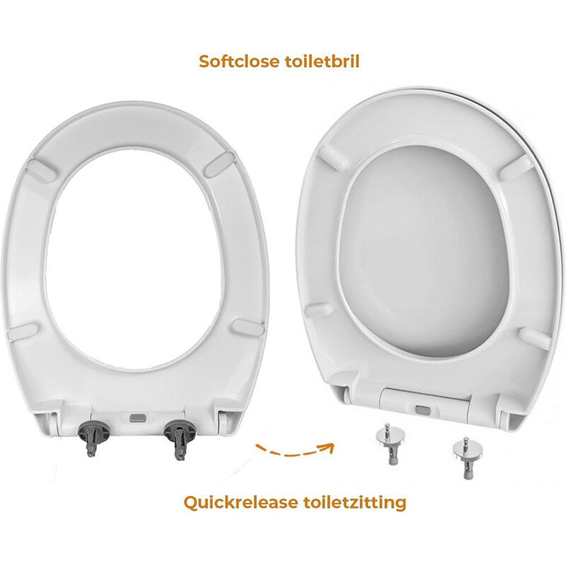 WC Bril - Velvalux Corta - Toiletbril met Deksel - Toiletzitting - Softclose - Quickrelease - Afklikbaar - Wit